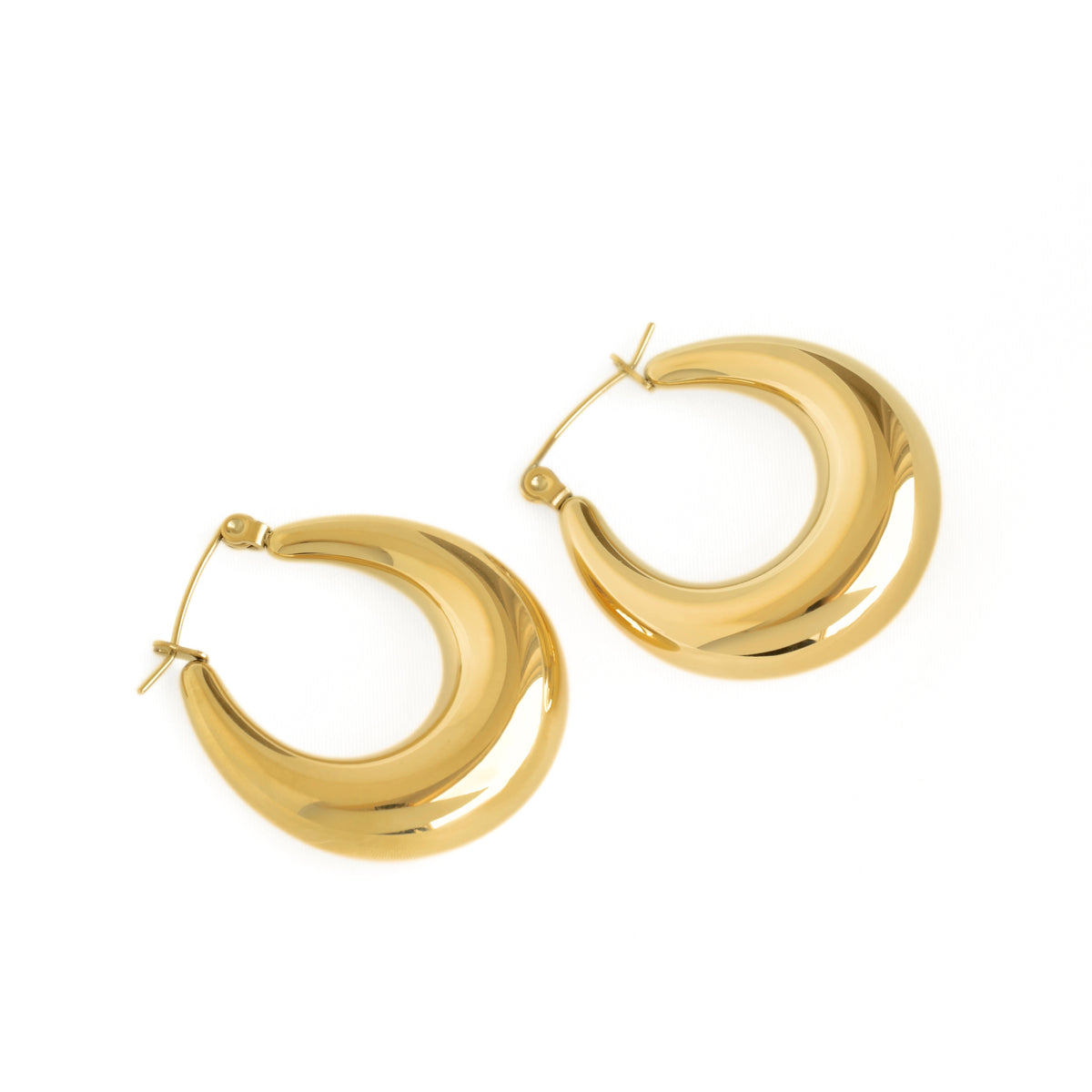 Chunky Tapered Dome Hoop Earrings - 18k Gold Stainless Steel