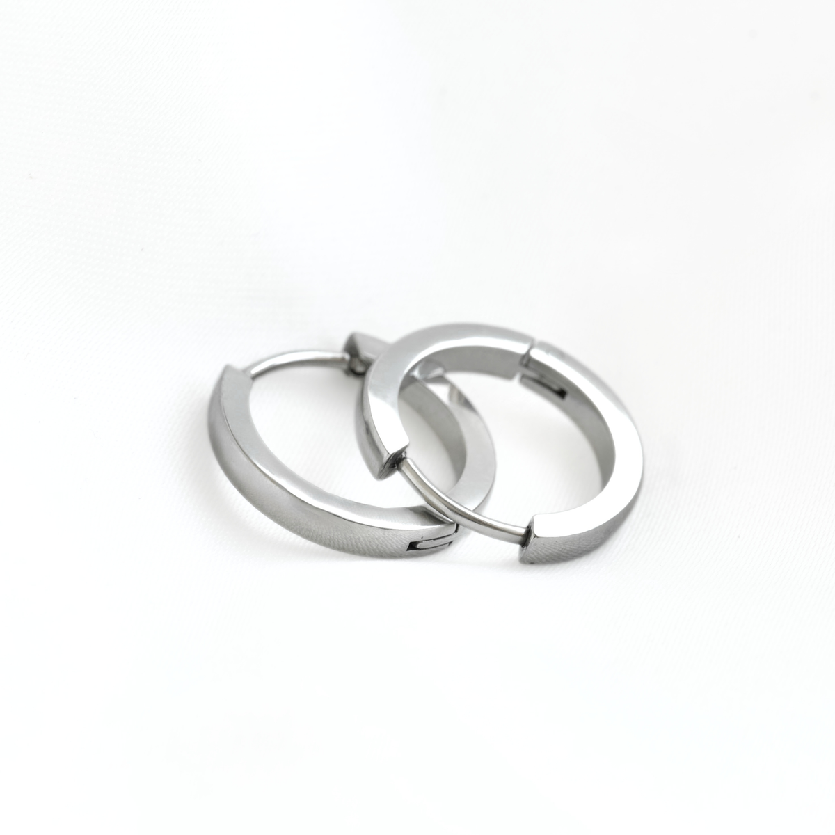 16mm Flat Hoop Earrings - Stainless Steel Everyday Hoops