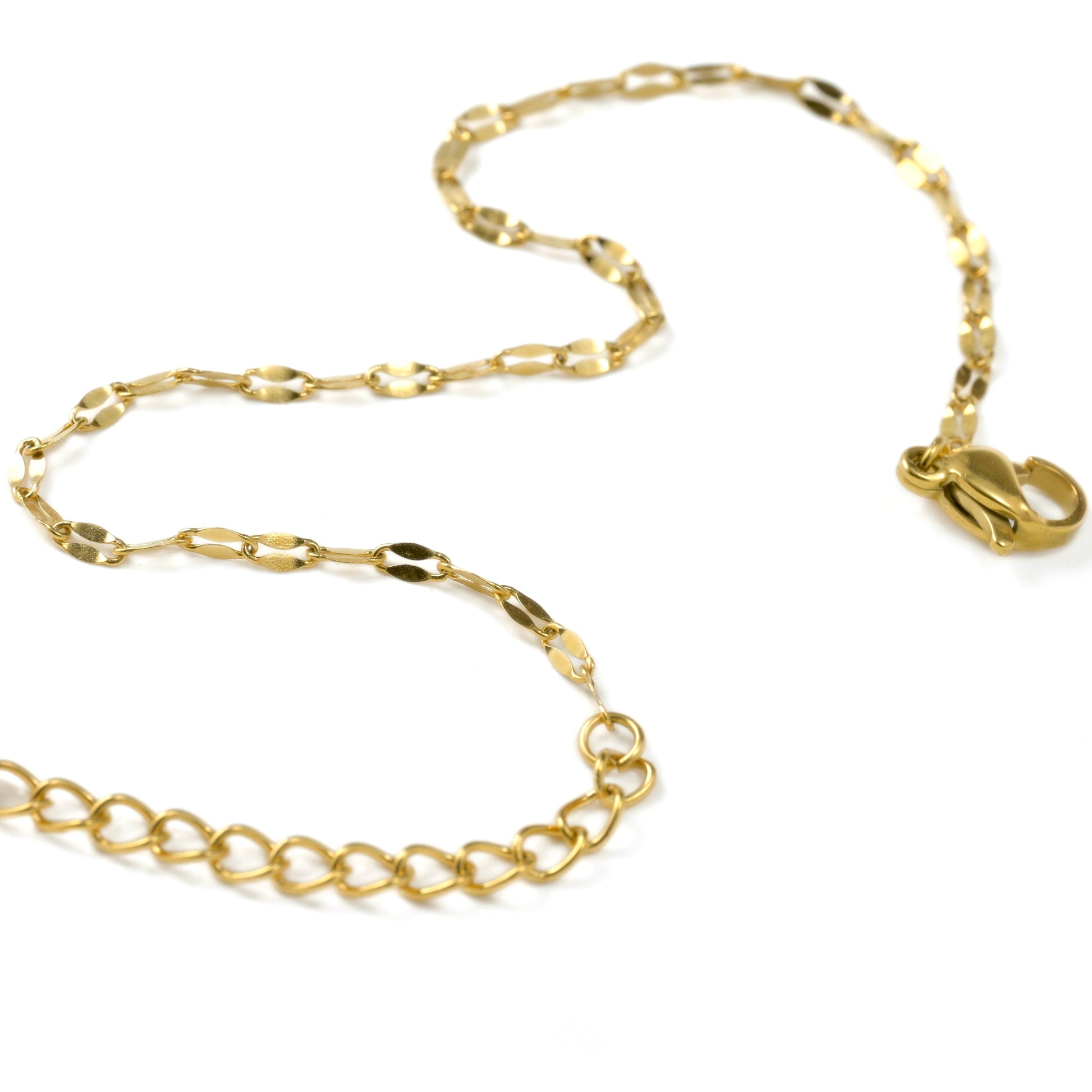 Gold chain bracelet on a white background