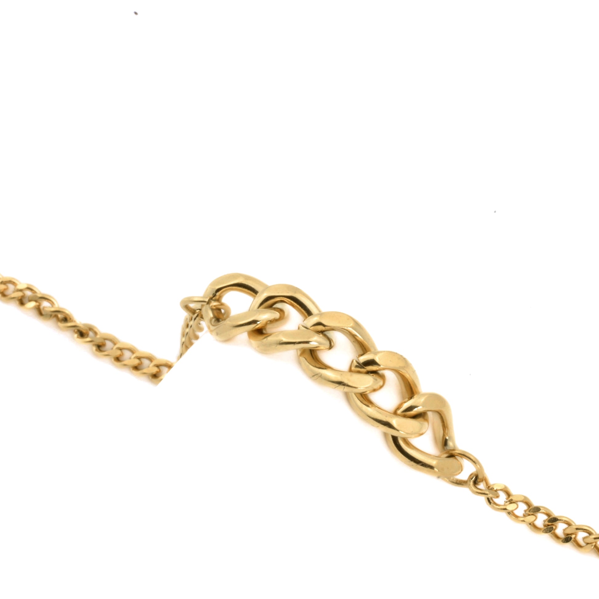 Gold chain bracelet on a white background