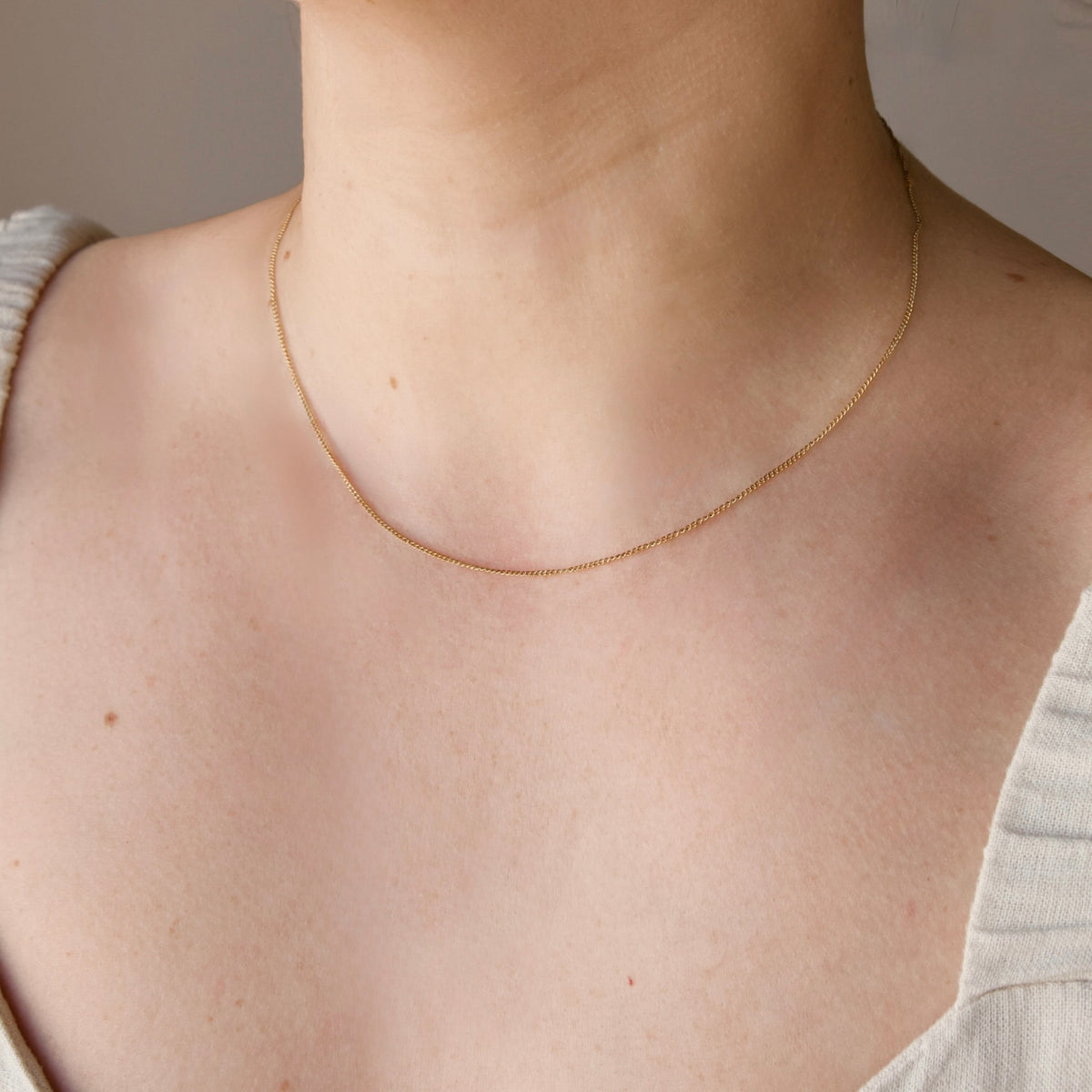 Ultra Thin Curb Chain Necklace - Stainless Steel