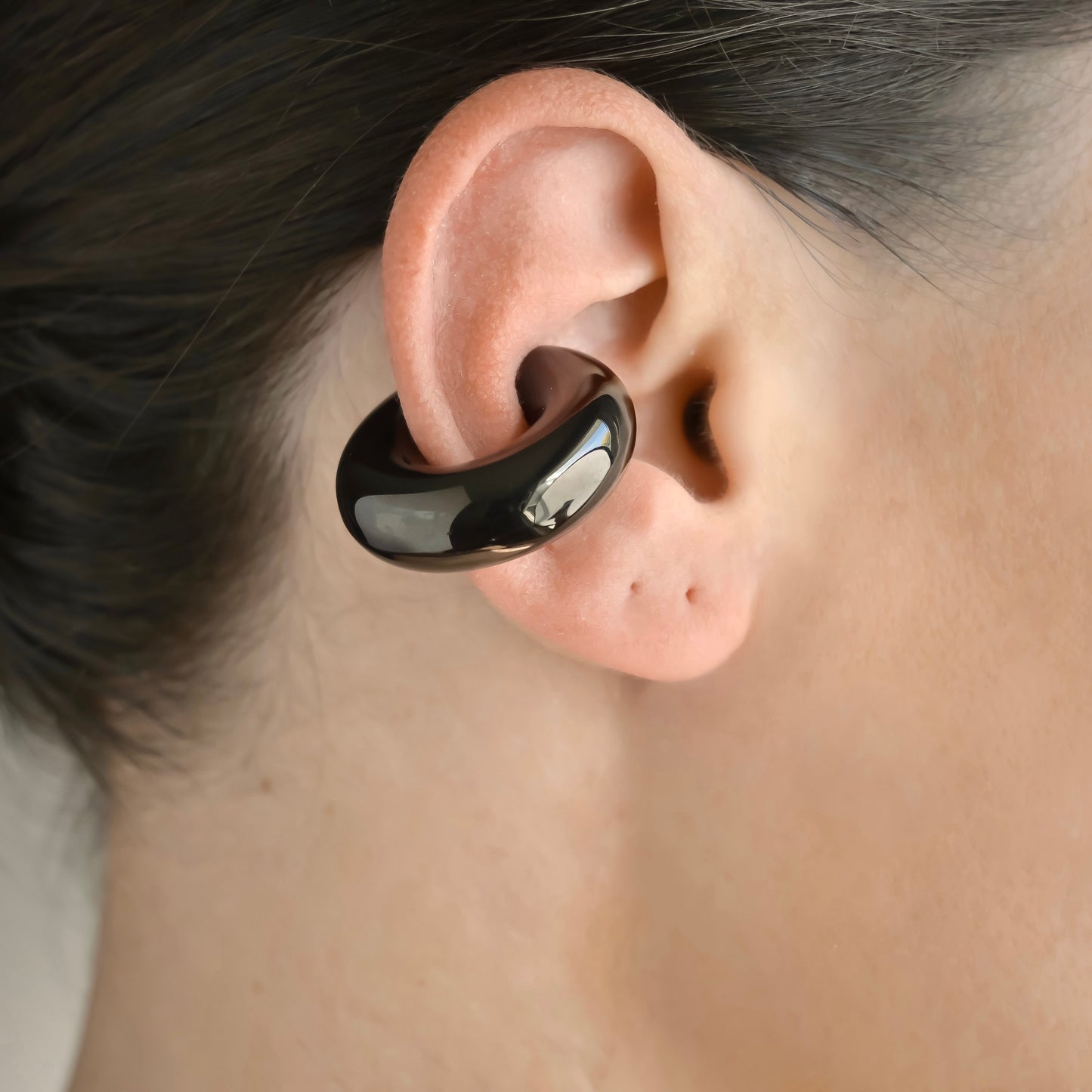 Boucles d'oreilles manchette dôme épaisses et surdimensionnées - Acier inoxydable