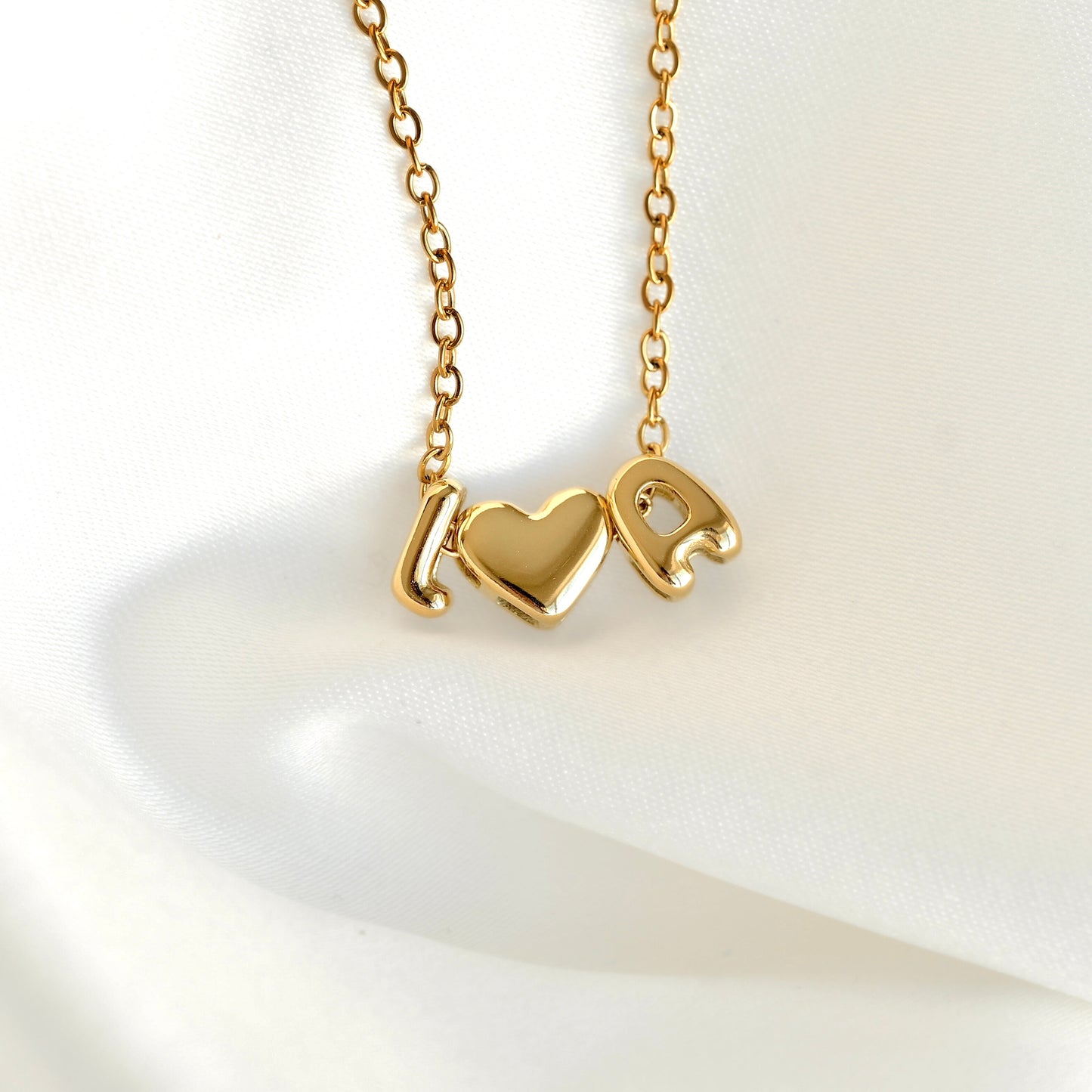 Bubble Name Necklace - Stainless Steel Baloon Initial Necklace