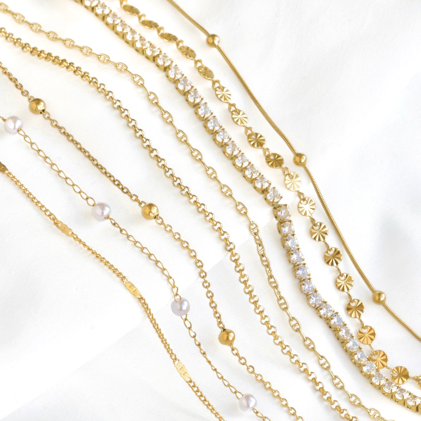 Everyday Stacking Bracelets - Stainless Steel Gold Chains