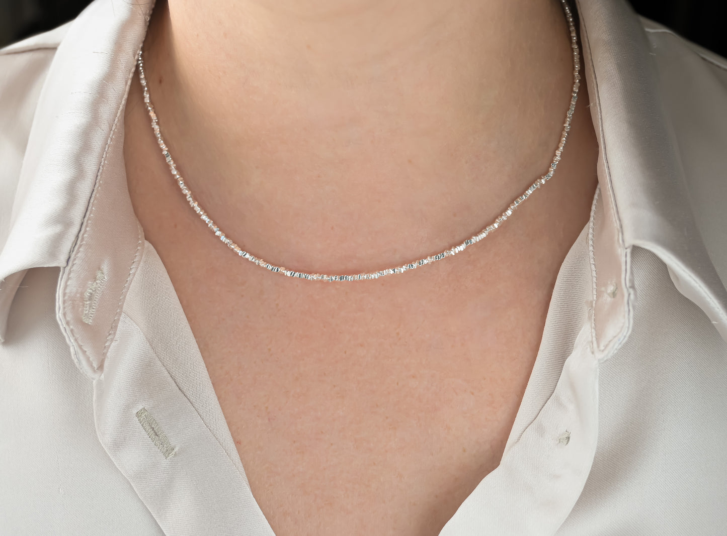 Solid Silver Bead Choker