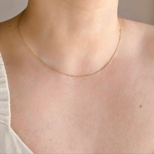 Ultra Thin Curb Chain Necklace - Stainless Steel