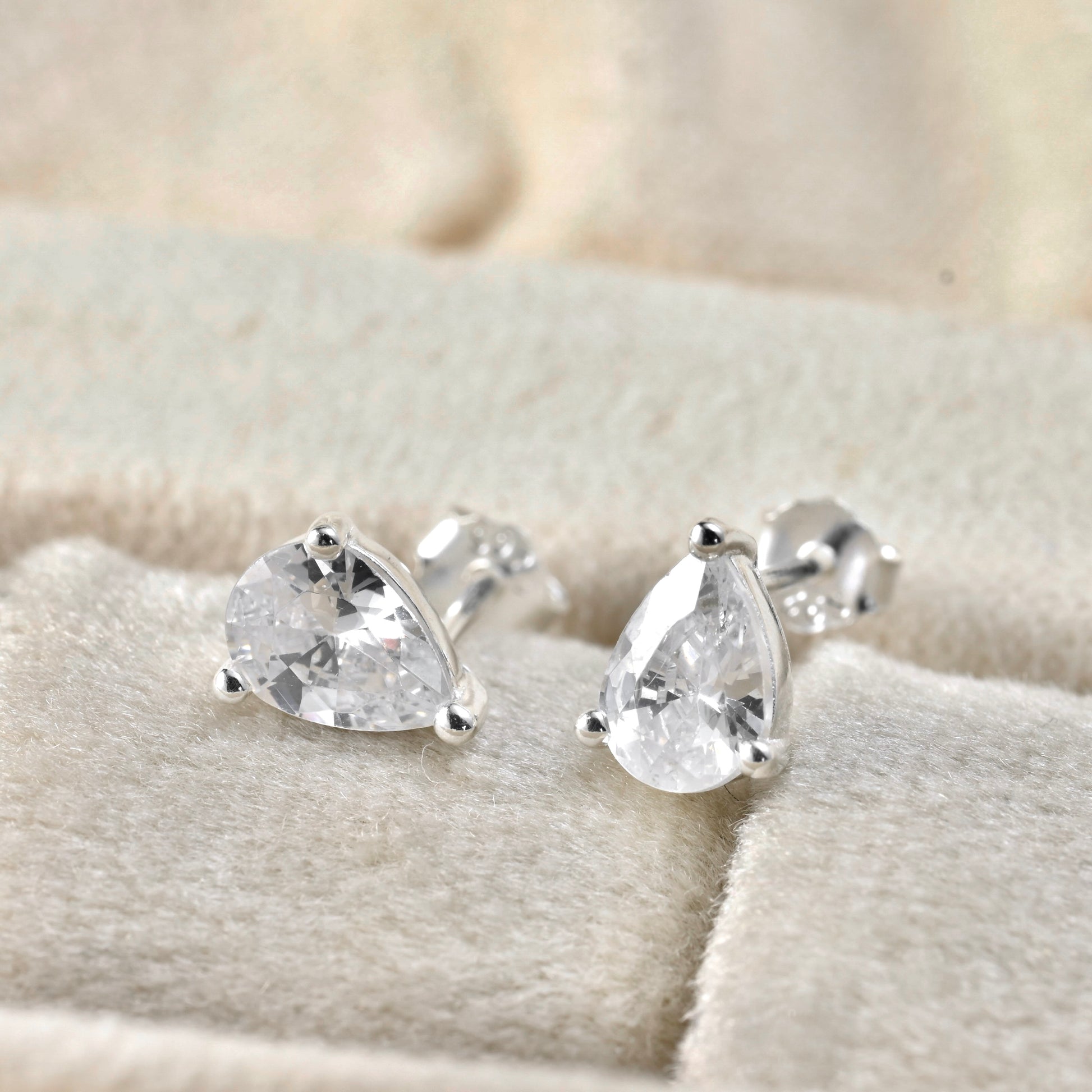 front view of silver stud earrings