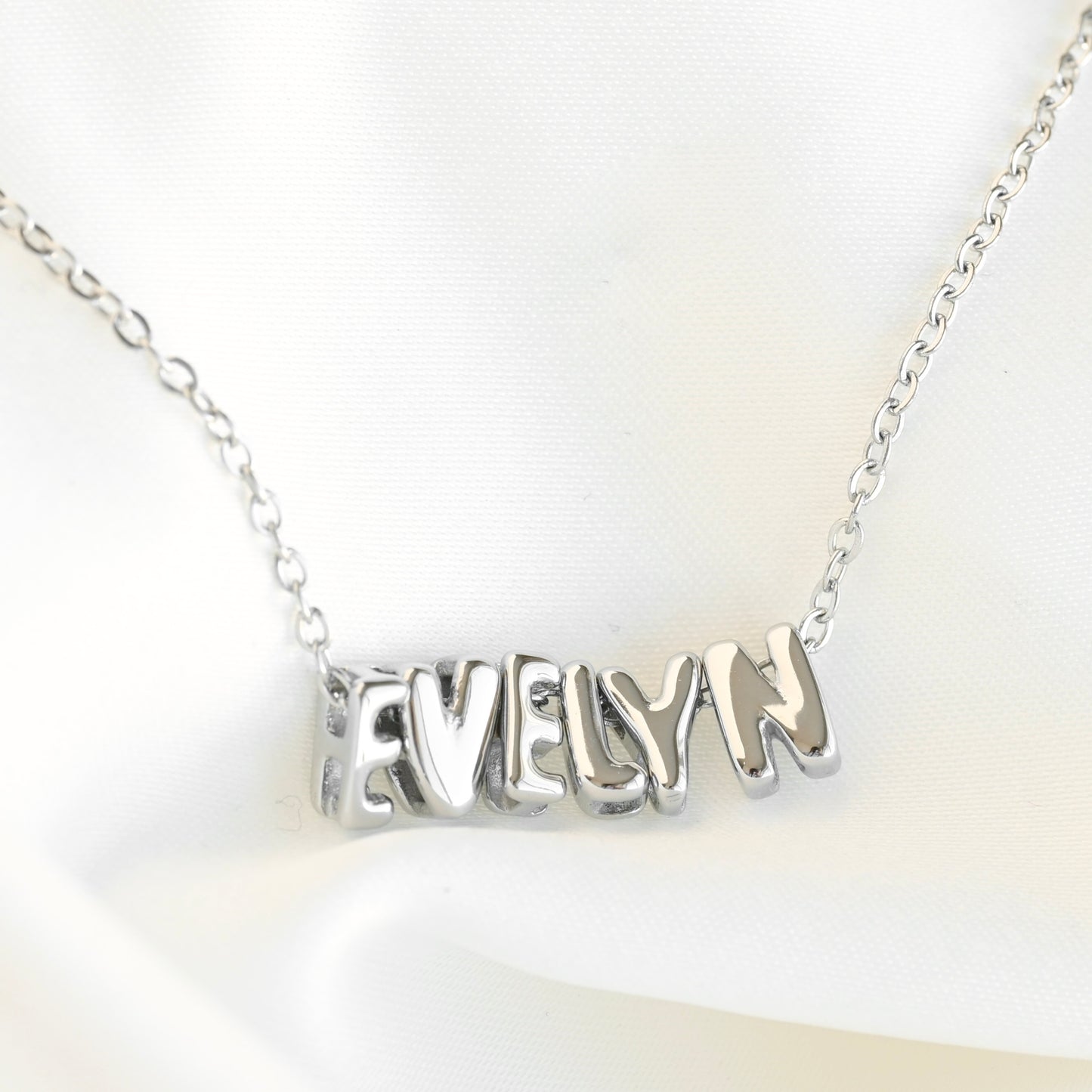 Bubble Name Necklace - Stainless Steel Baloon Initial Necklace