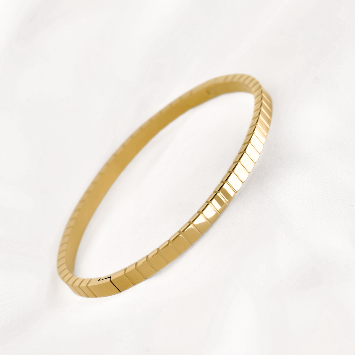 Mixed Motif Gold Hinged Bangle Set - Stainless Steel
