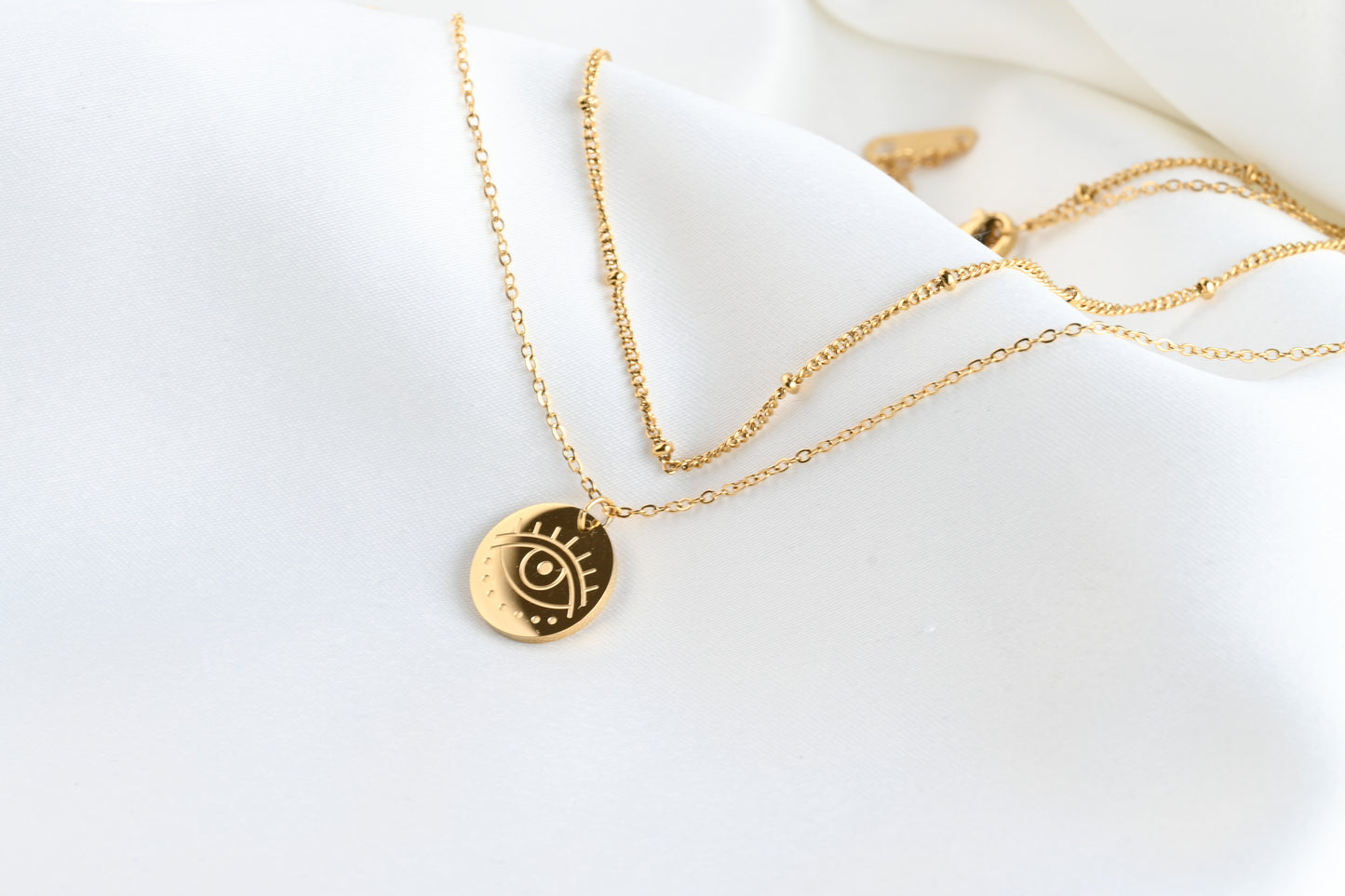 Layered Eye Coin Necklace