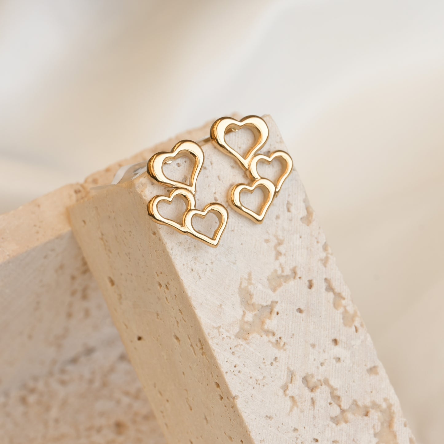 Triple Heart Drop Earrings