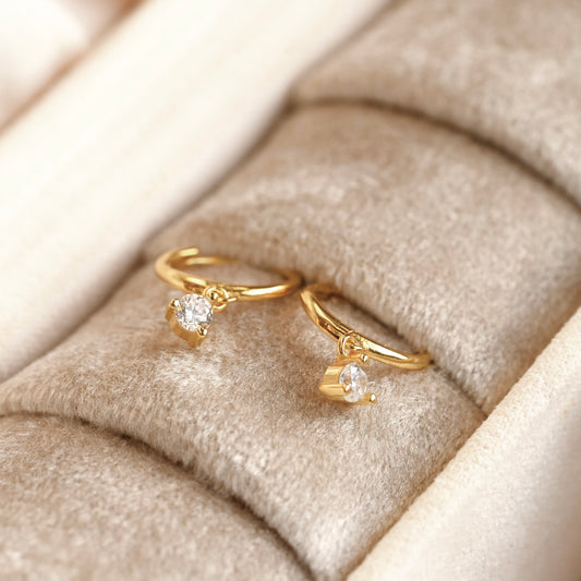 Silver CZ Drop Hoops