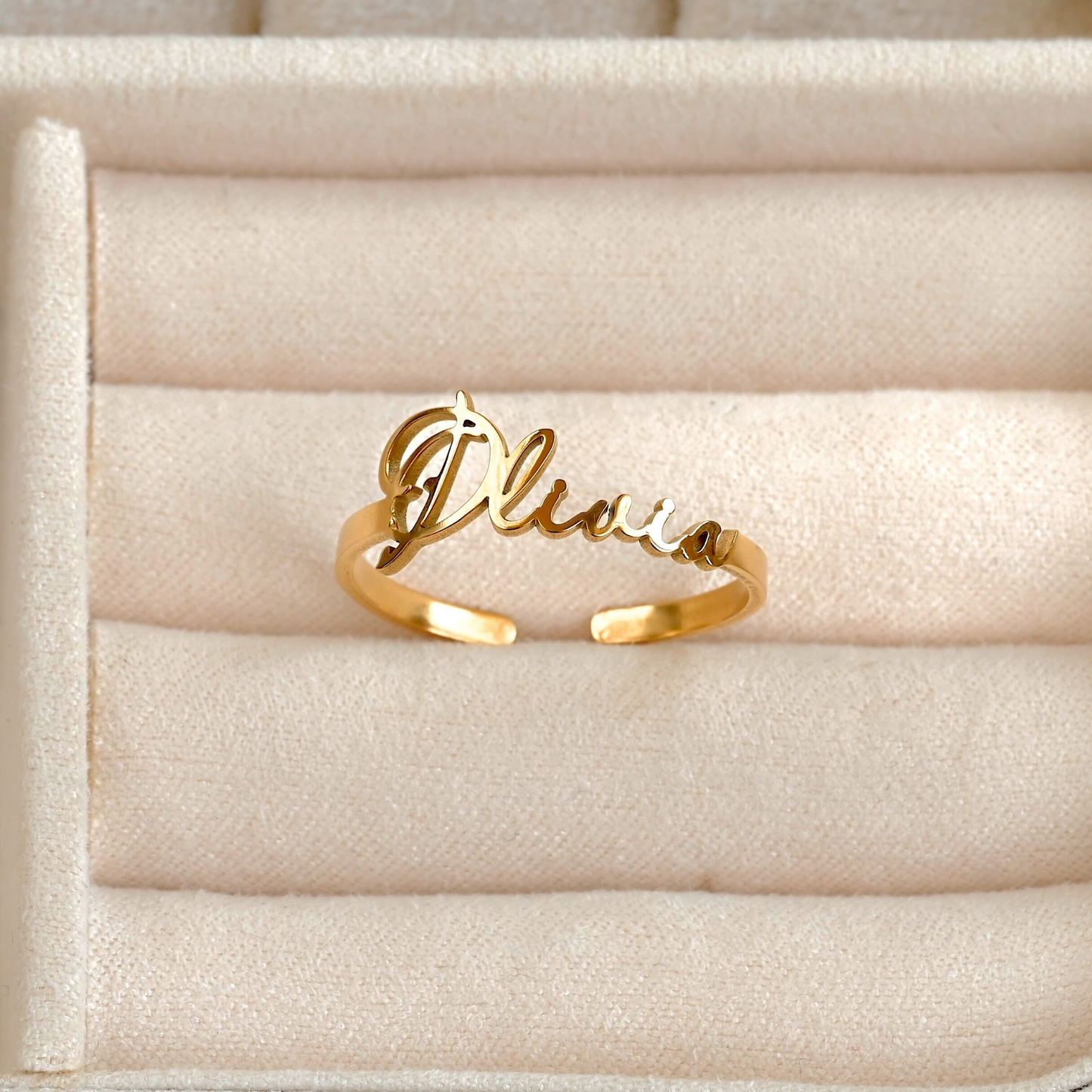 ring in beige jewelry box