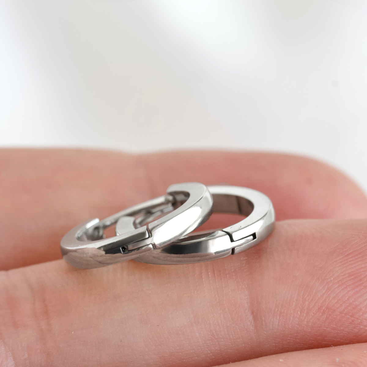 16mm Flat Hoop Earrings - Stainless Steel Everyday Hoops