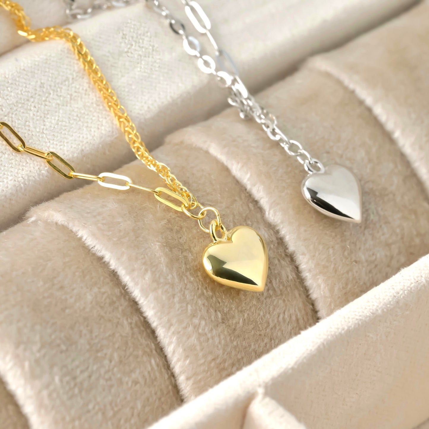 different angled view in a beige jewelry box