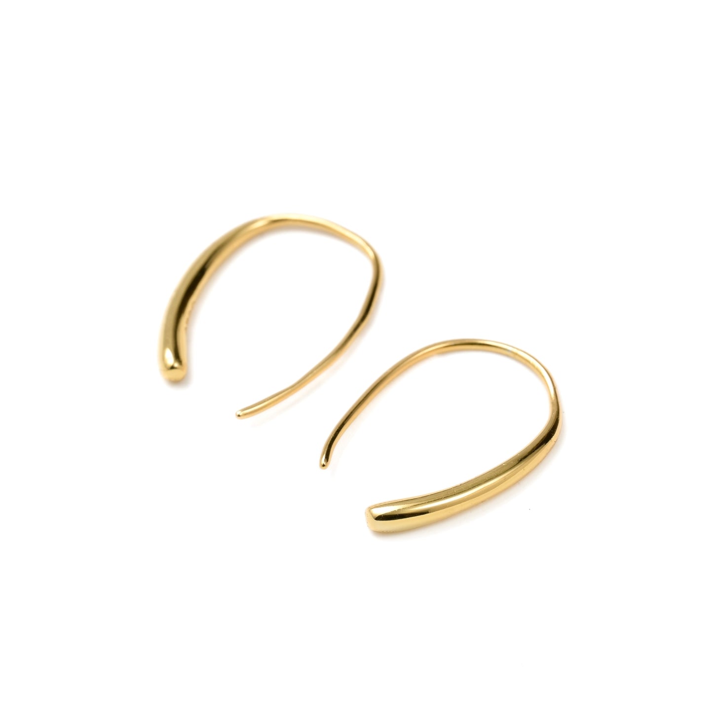 Boucles d'oreilles pendantes fines en forme de goutte - Argent sterling 925 - Plaqué or 14 carats