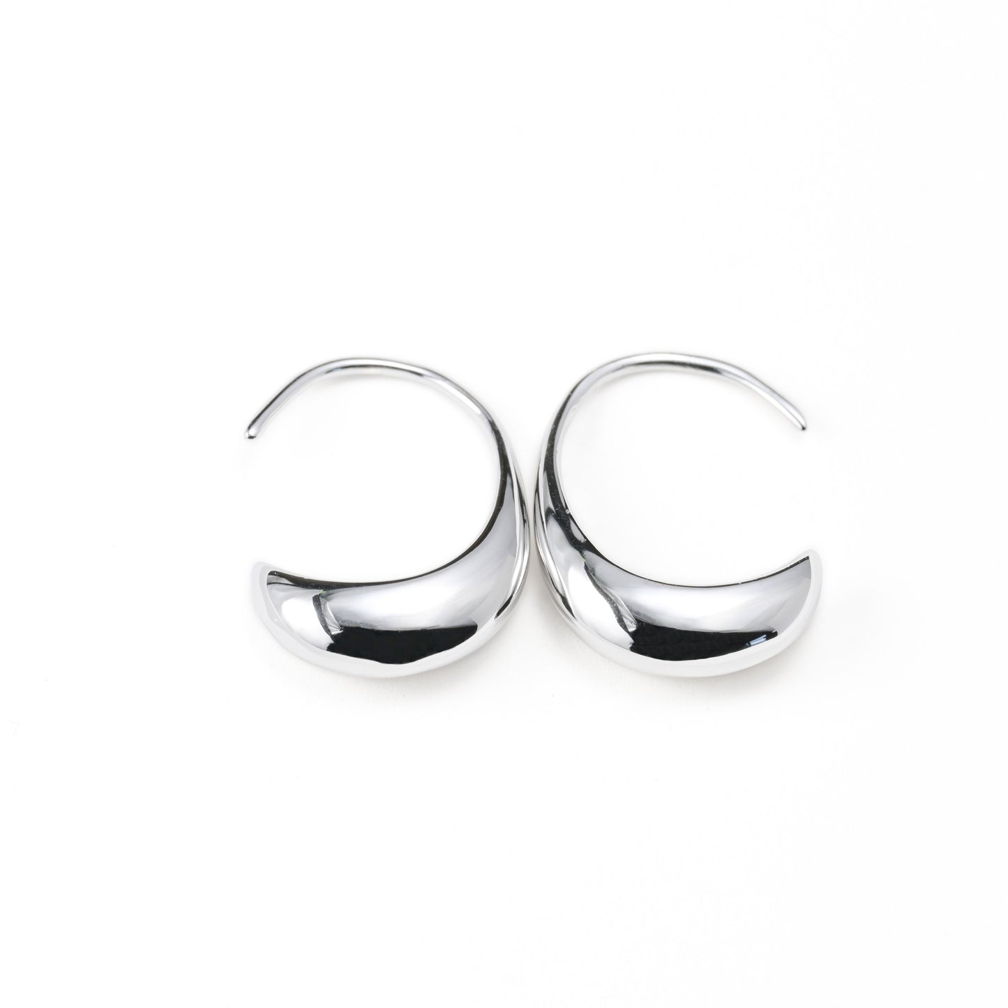 front view of silver hoop earrings