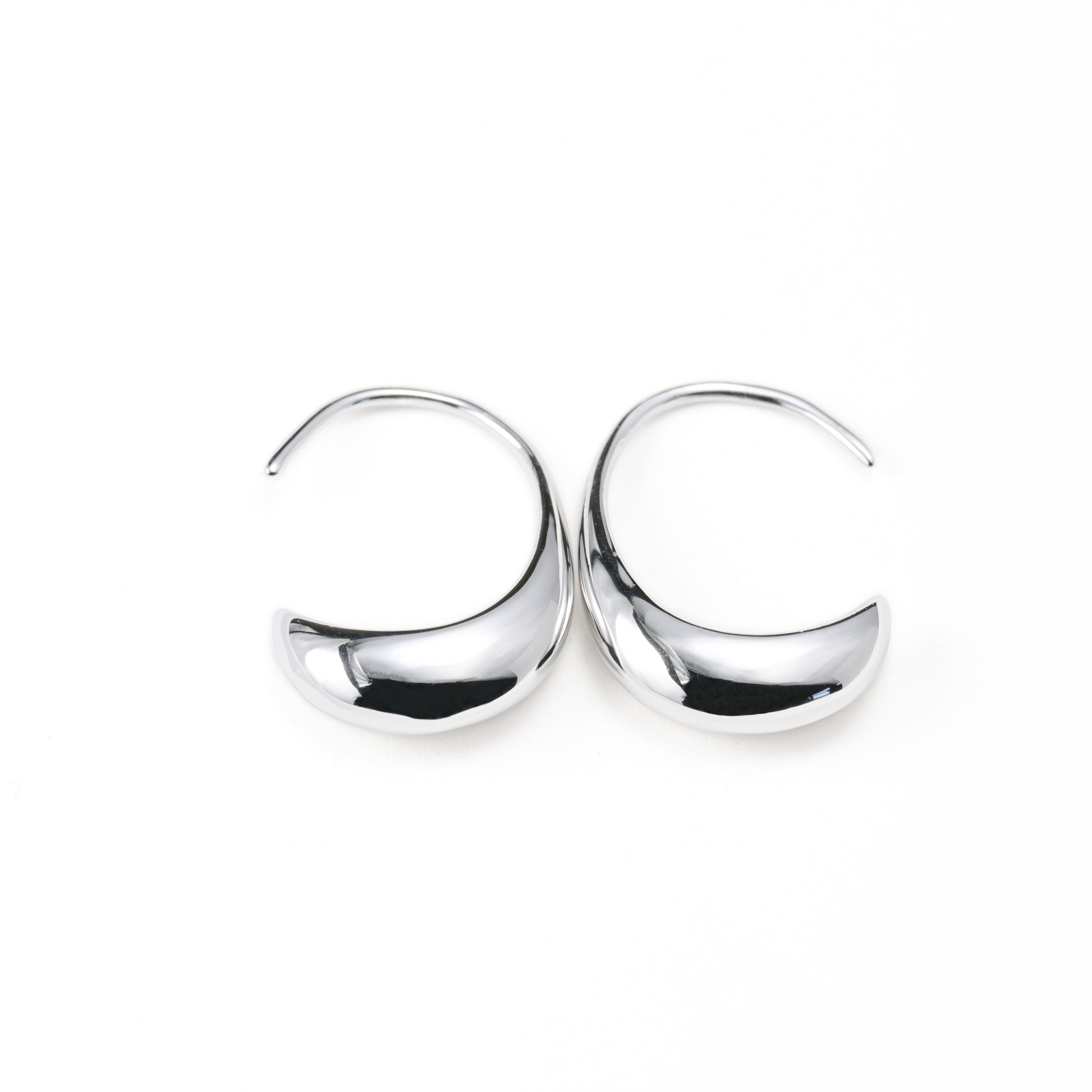 front view of silver hoop earrings