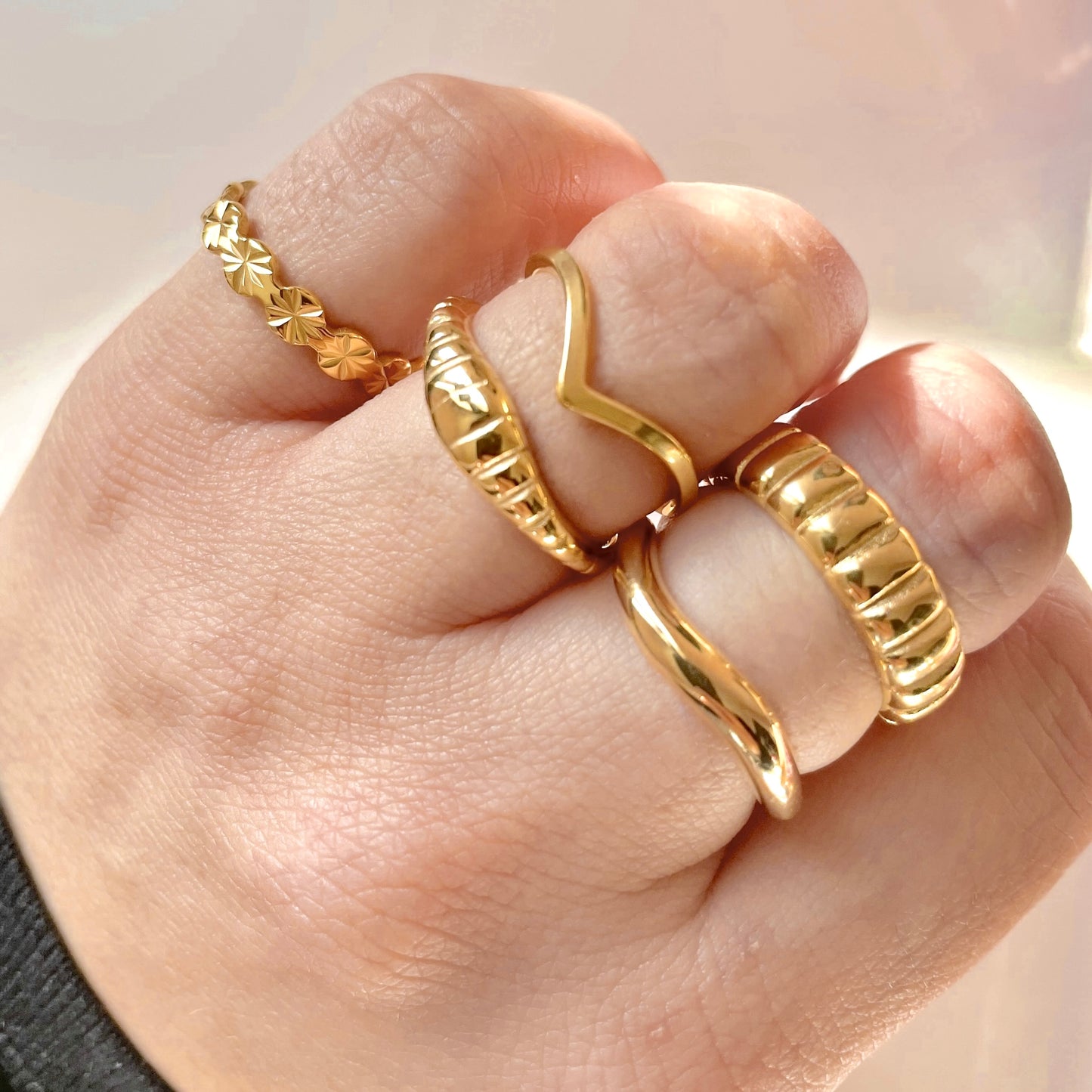 Organic Slim Wave Stacking Ring - Stainless Steel