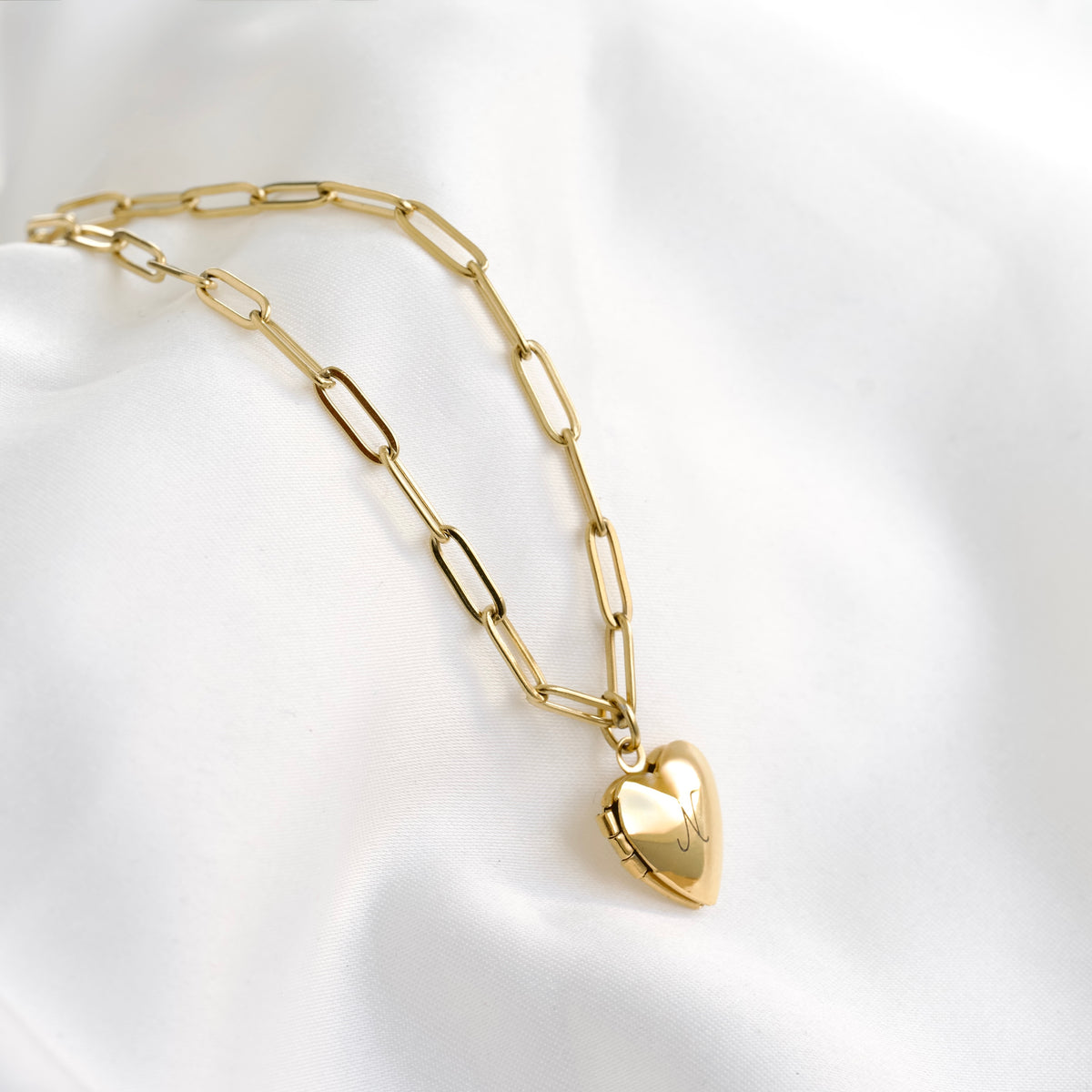 Small Heart Locket Necklace - High-Polish Stainless Steel
