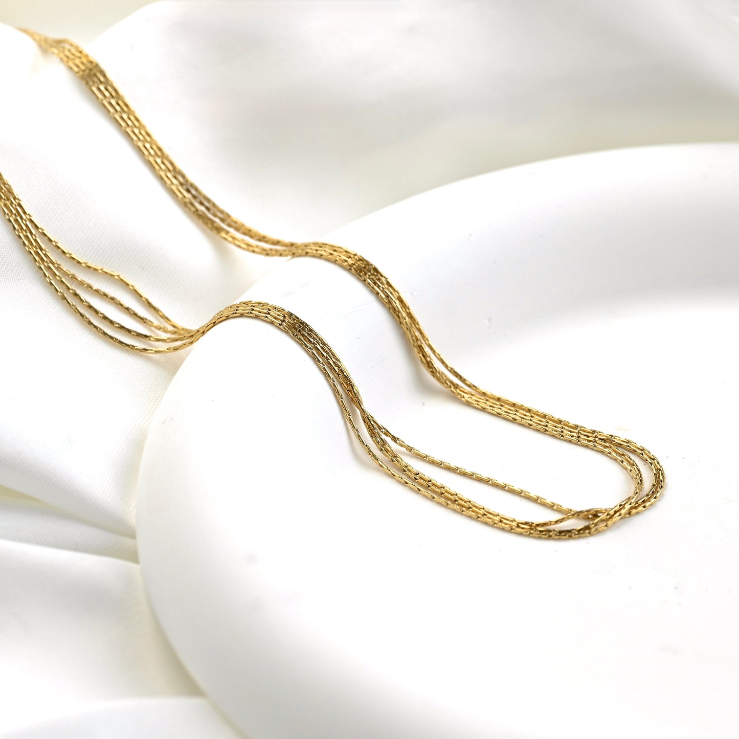4-layered Sparkle Chain Necklace - Stainless Steel