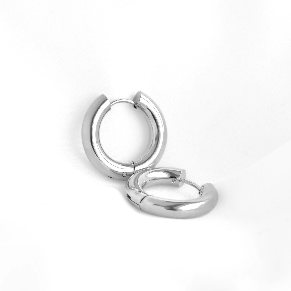 Thick Tunnel Hoop Earrings -18k Gold PVD & Silver Stainless Steel
