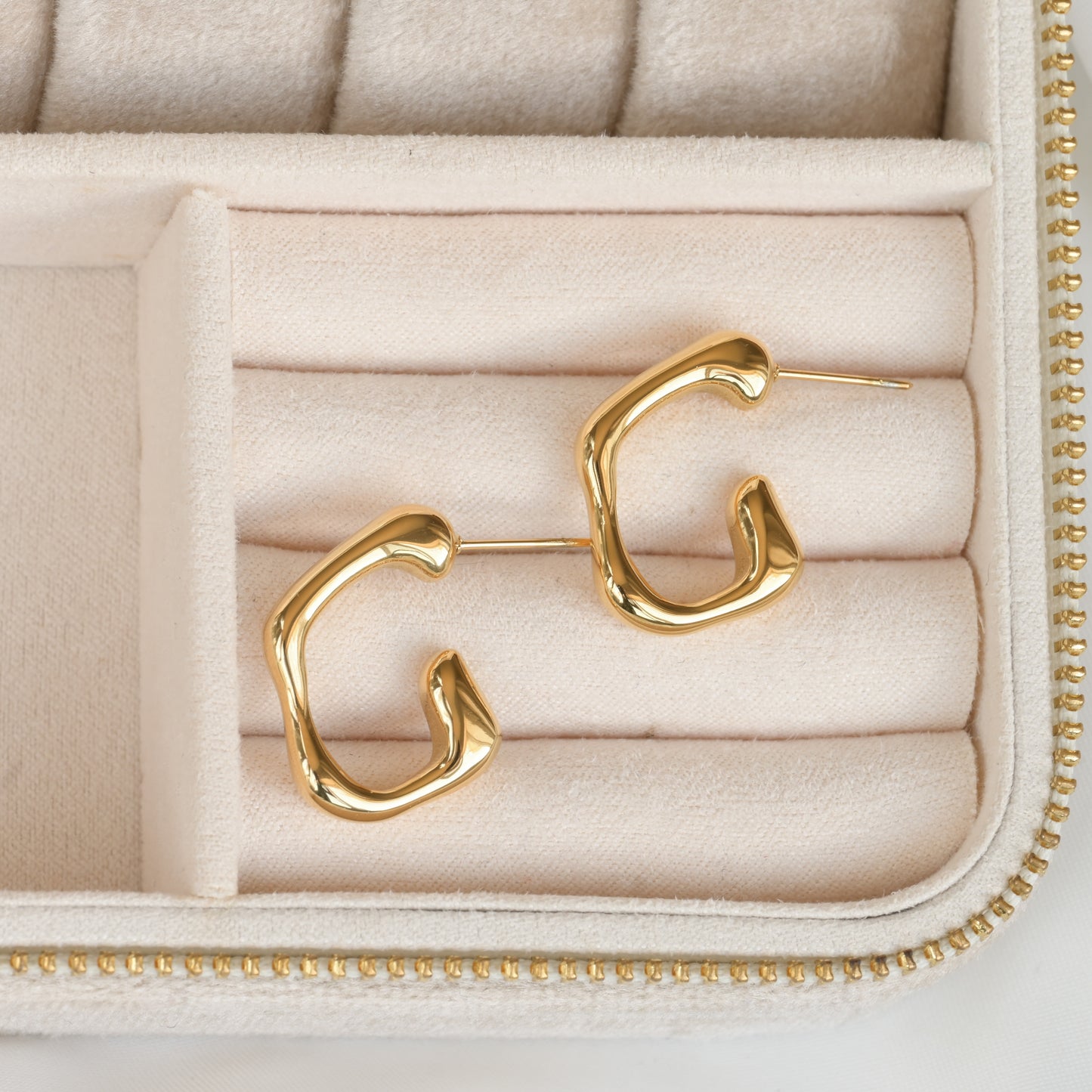 Thin Sculptural C Hoops