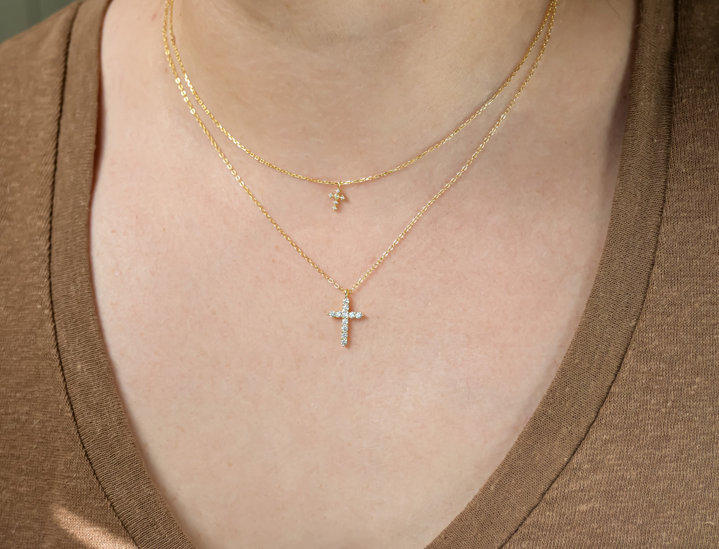 Silver Diamond Cross Necklace