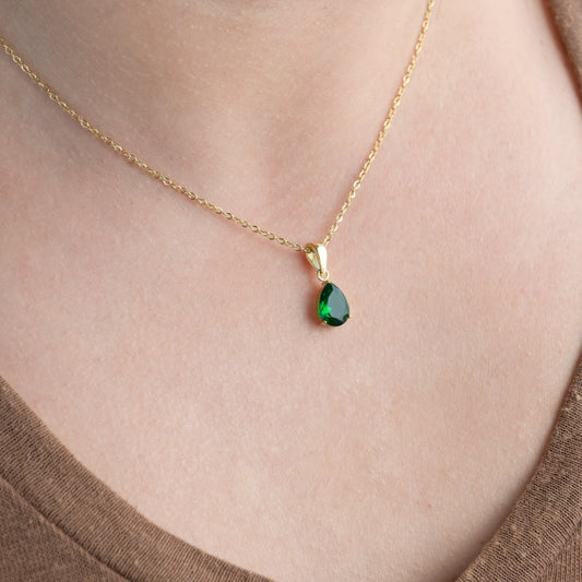 Pear Diamond Necklace - Birthstone Necklace