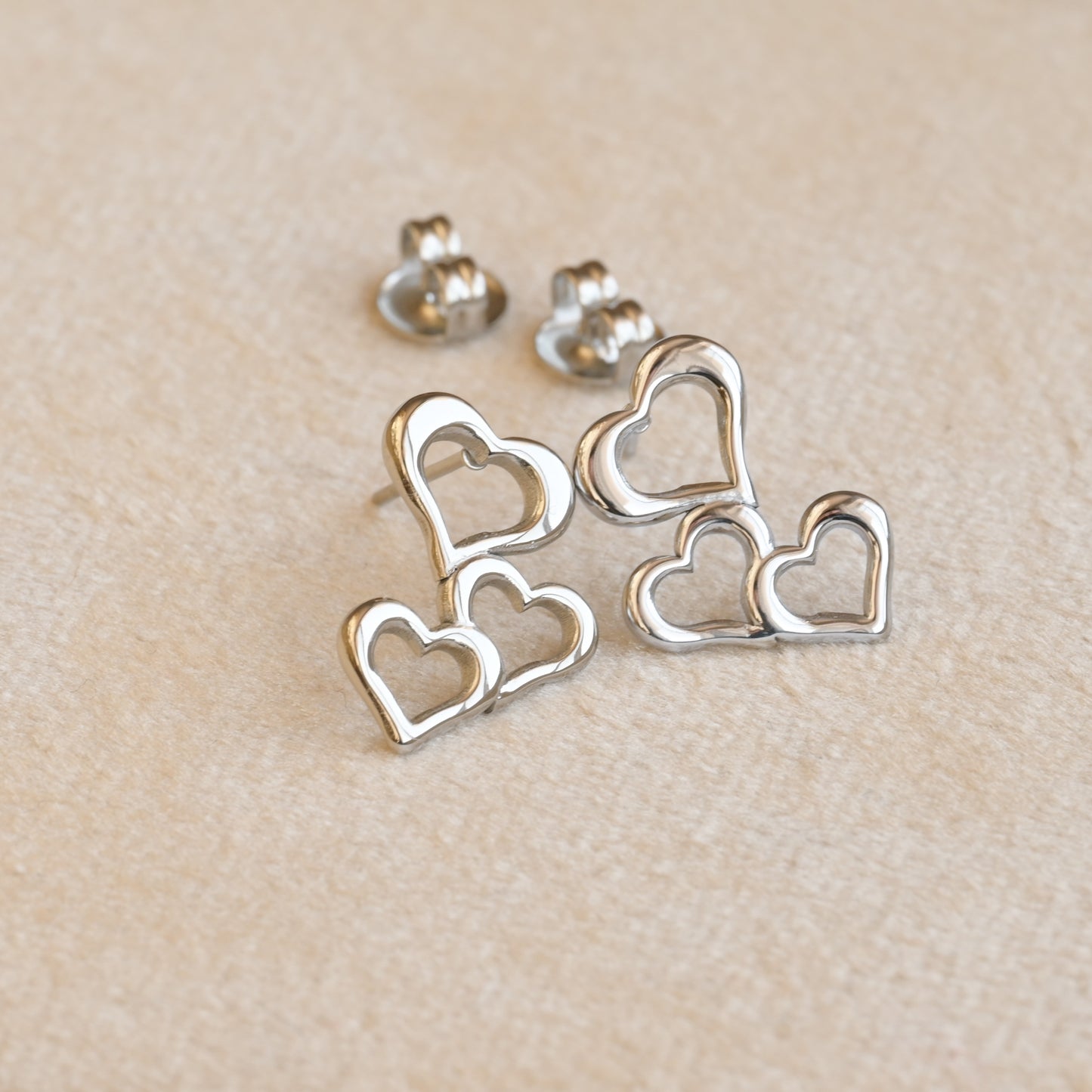 Triple Heart Drop Earrings