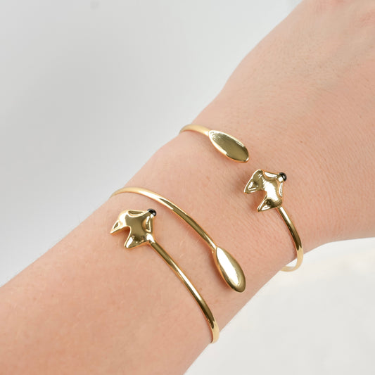 Fox Cuff Bracelet - Gold Fox Bracelet - Silver Wrap Bangle
