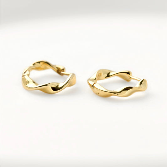 Twisted Huggie Earrings - 925 Silver Twist Huggie Hoops