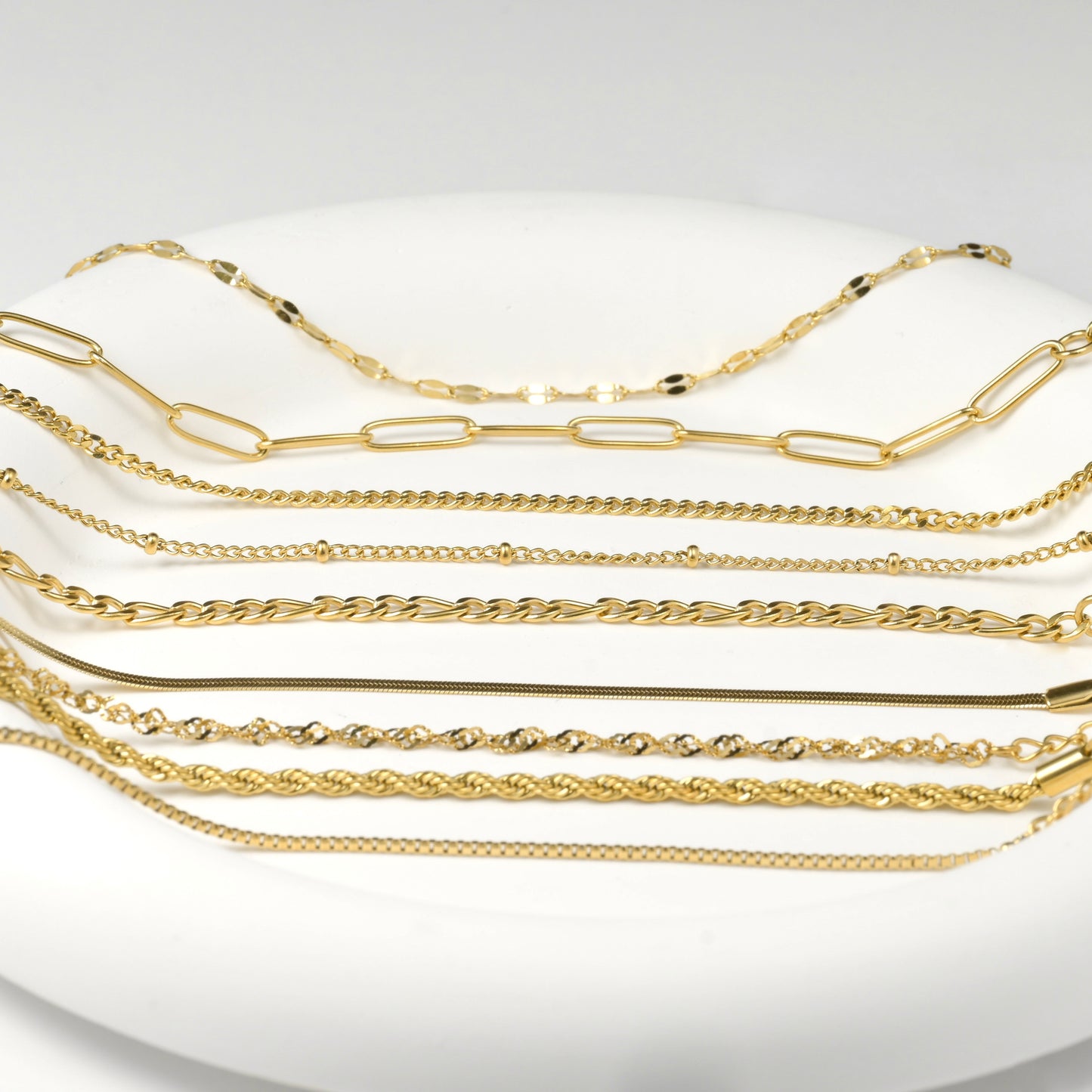Dainty Gold  Bracelets, Choice of 9 Styles, Waterproof 18K Gold Plated Stainless Steel Bracelet Stack, 5" to 8"
