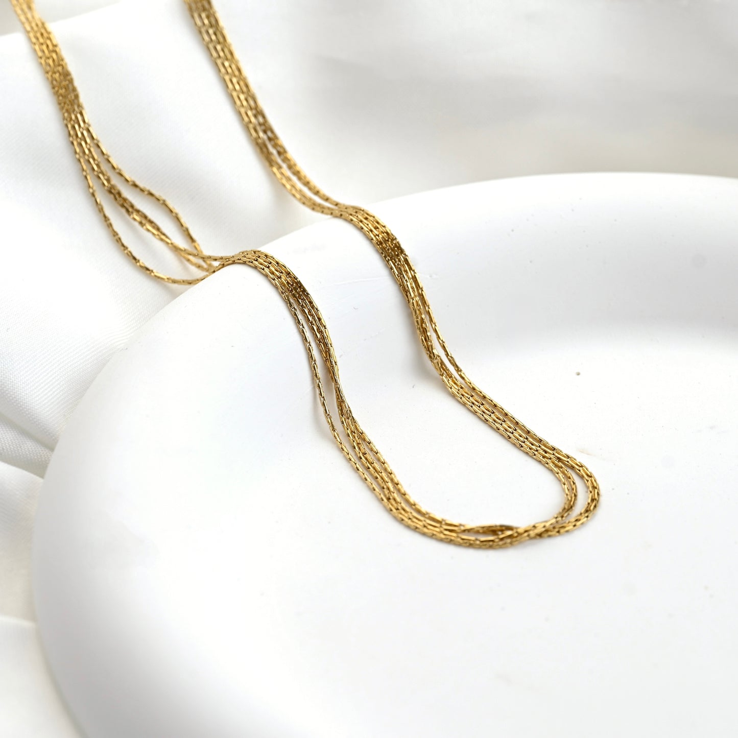 4-layered Sparkle Chain Necklace - Stainless Steel