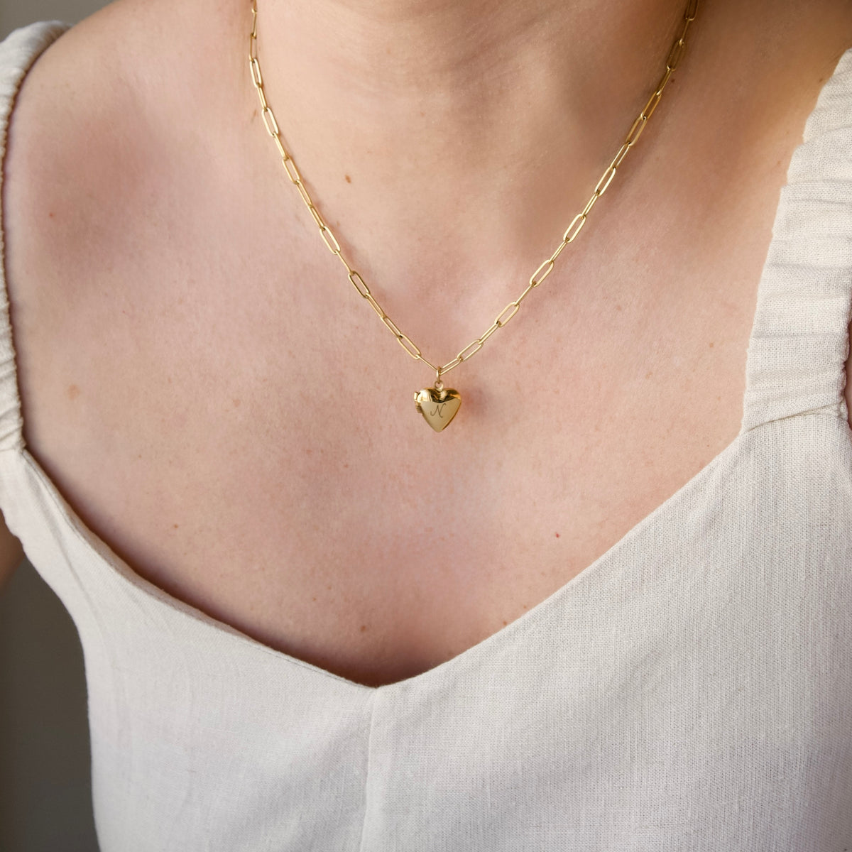 Small Heart Locket Necklace - High-Polish Stainless Steel