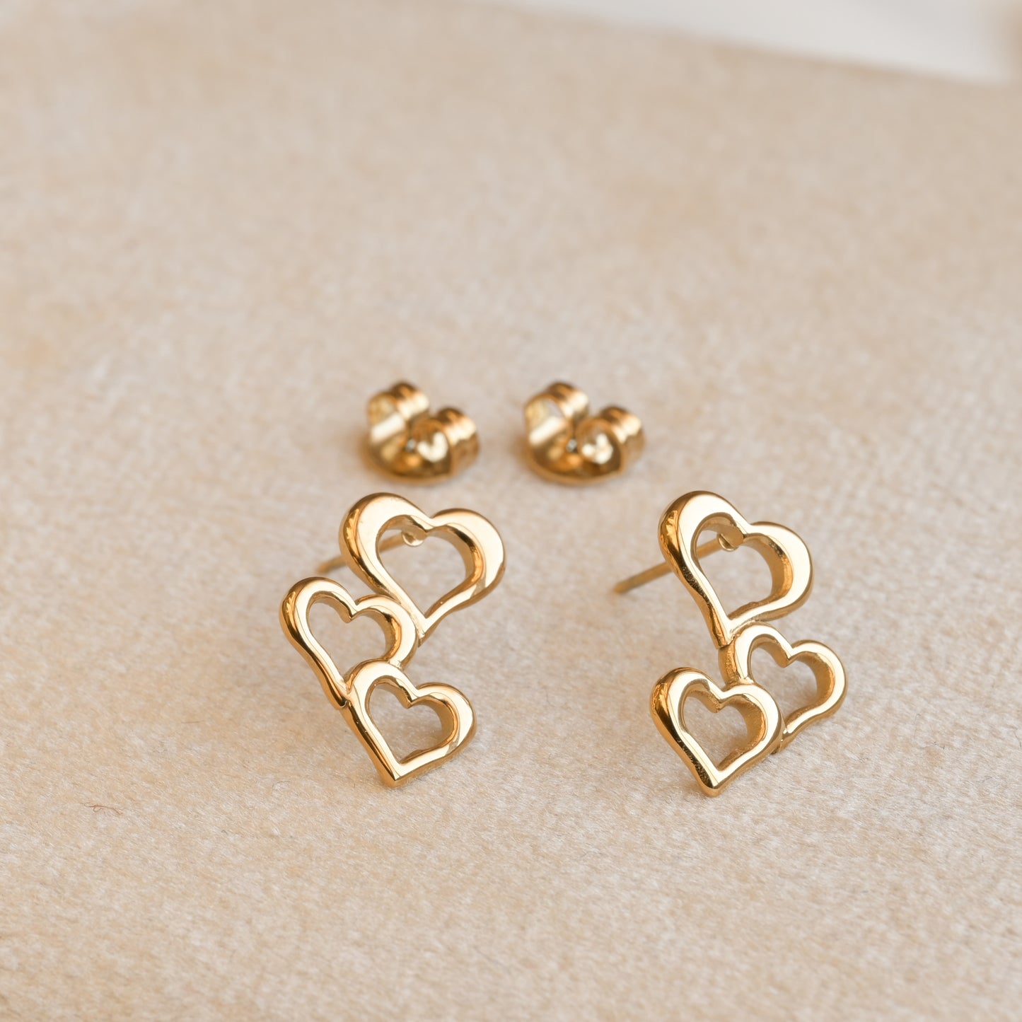 Triple Heart Drop Earrings