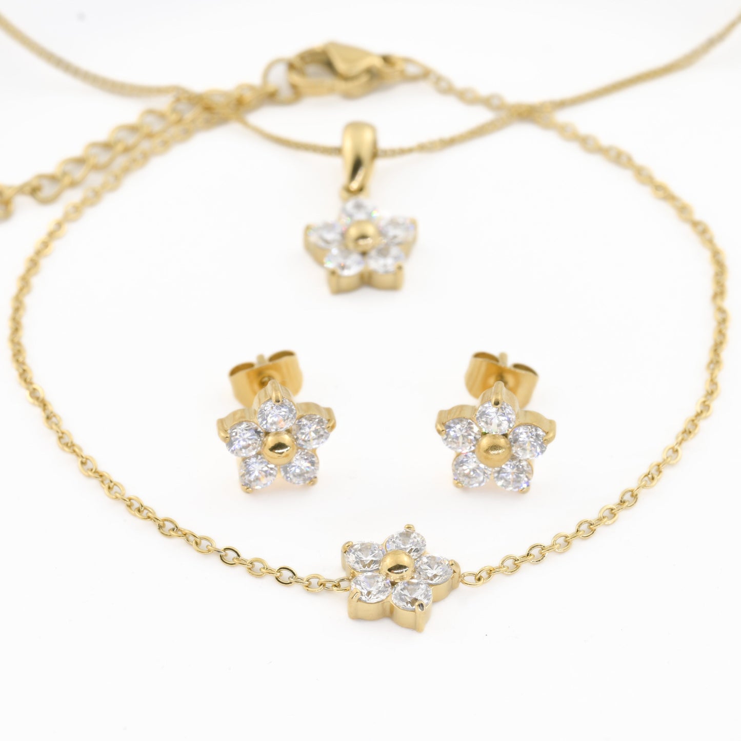 Diamond Flower Jewelry Set