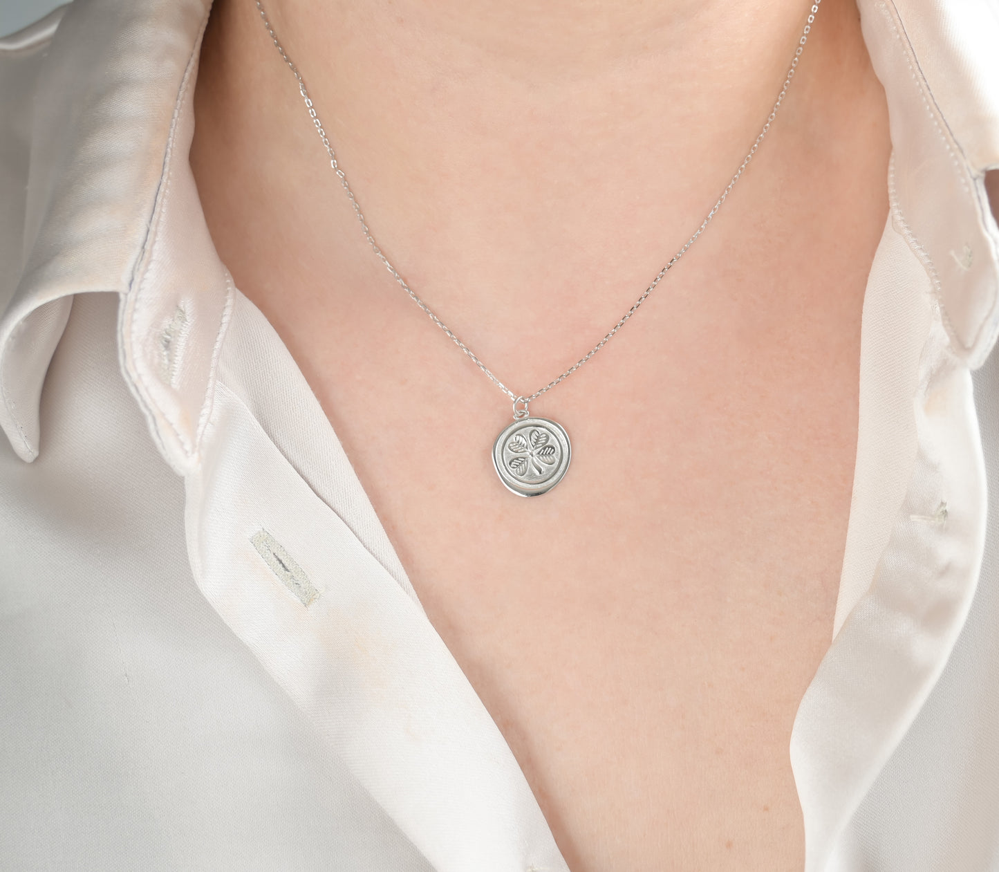 Silver Coin Charm Necklace