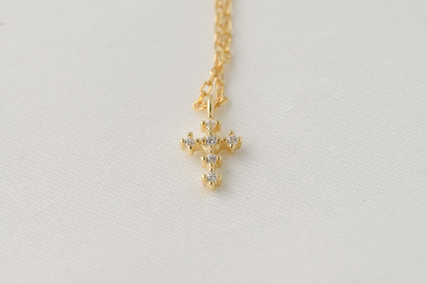 Silver Diamond Cross Necklace