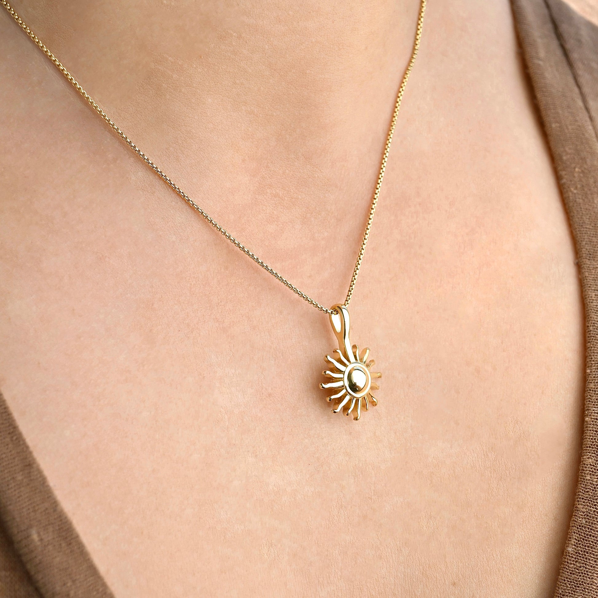 angled view of the necklace on a person's neck