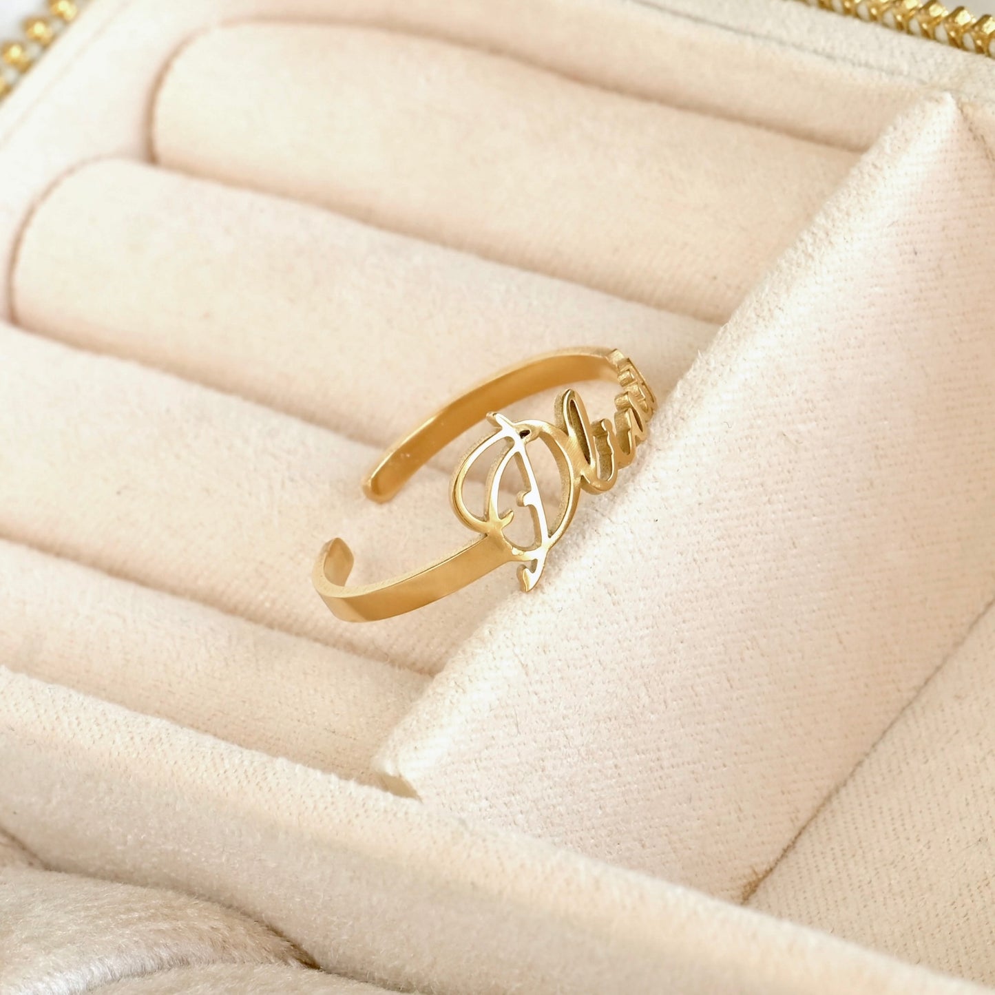 Bague prénom personnalisée - Ajustable - Acier inoxydable inaltérable