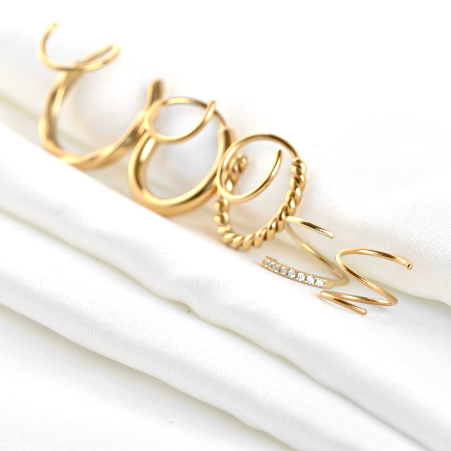Gold Spiral Hoops, Twist Hoop Earrings, Sterling Silver and Stainless Steel Options