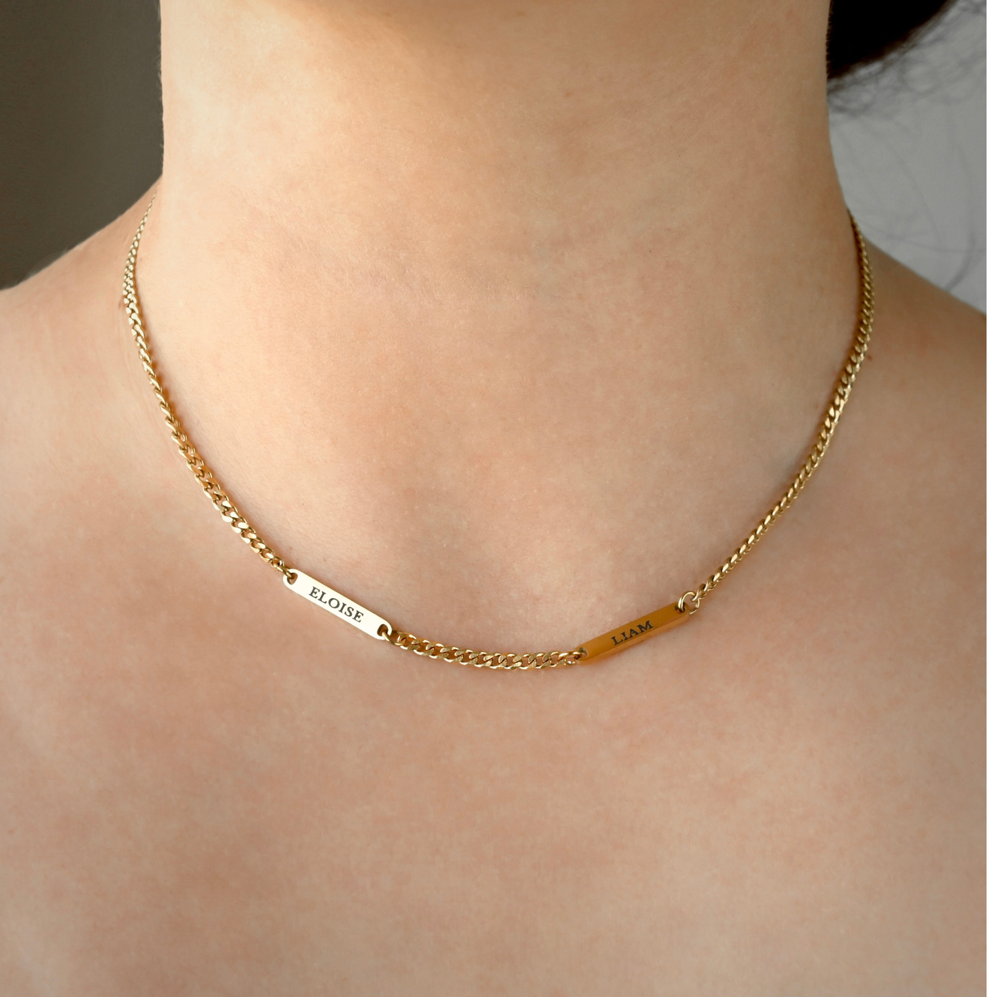 Multiple Name Bars Necklace, Custom Multi Name Paperclip Necklace, Personalized Family Jewelry - Waterproof, 14" to 18"