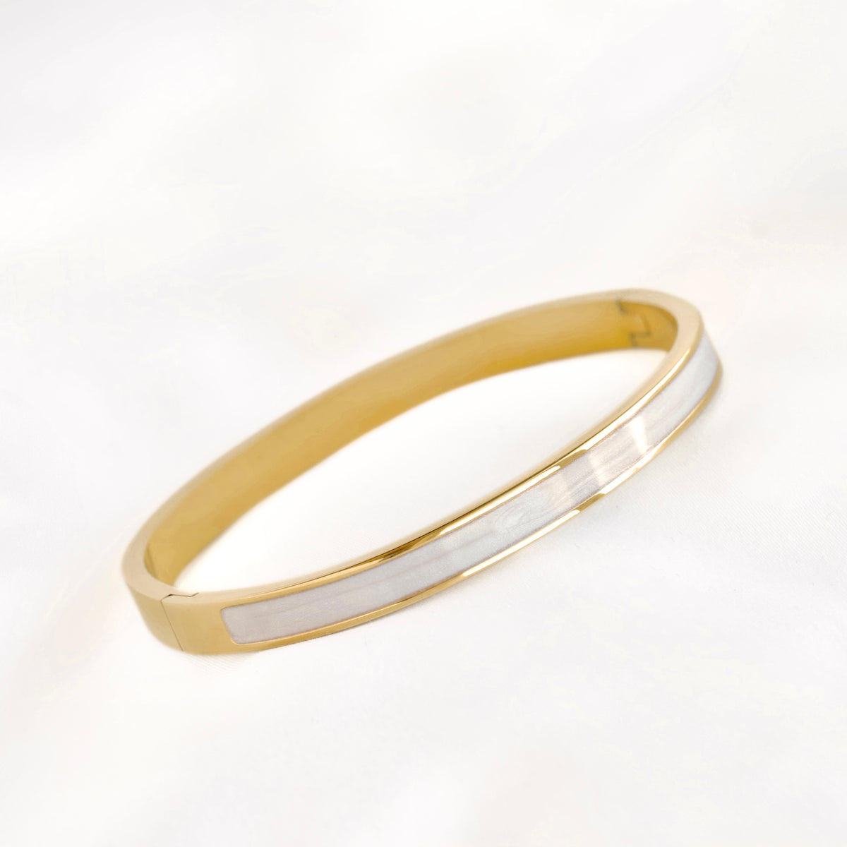 Mixed Motif Gold Hinged Bangle Set - Stainless Steel