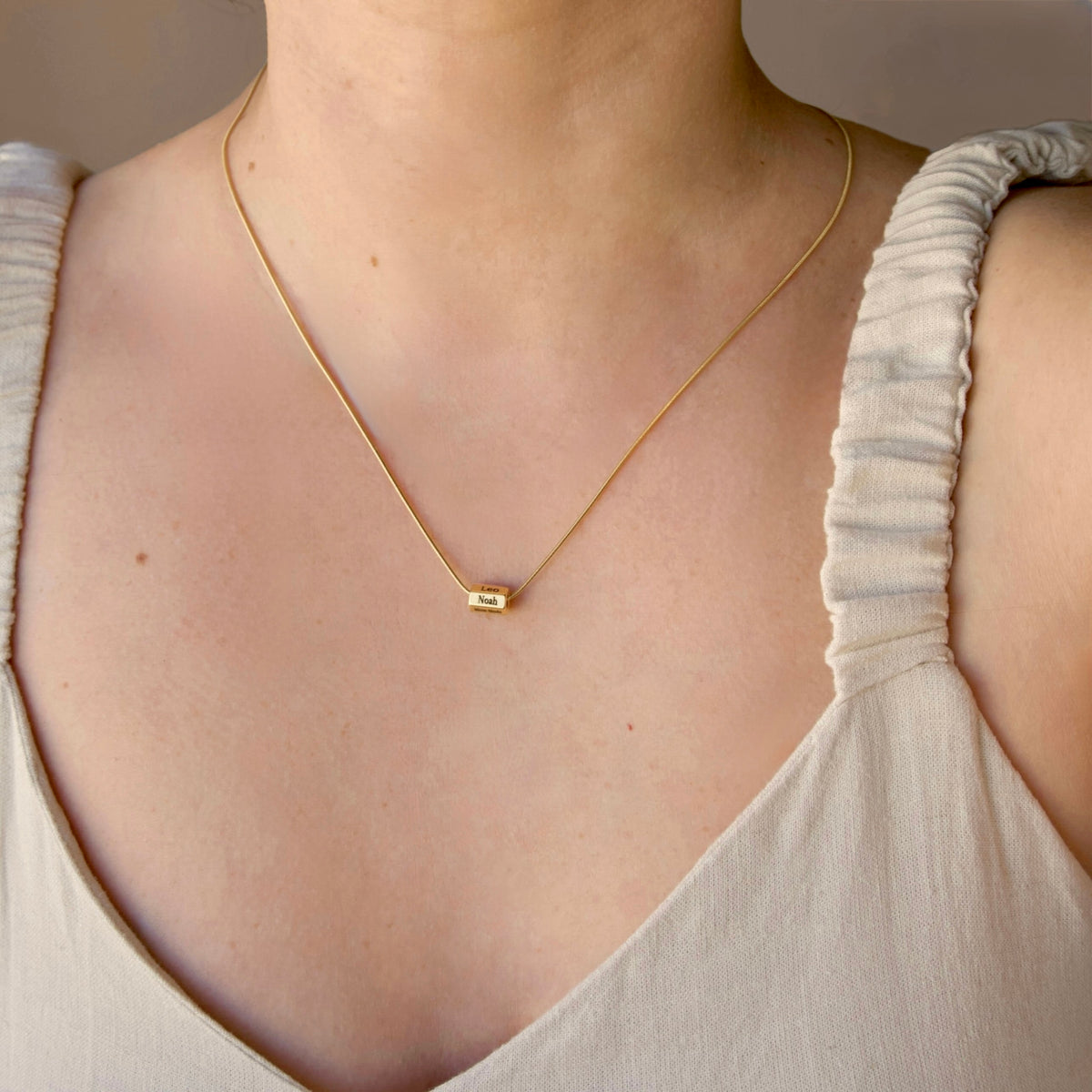 Hexagon Bar Name Necklace - Engraved Waterproof Stainless Steel