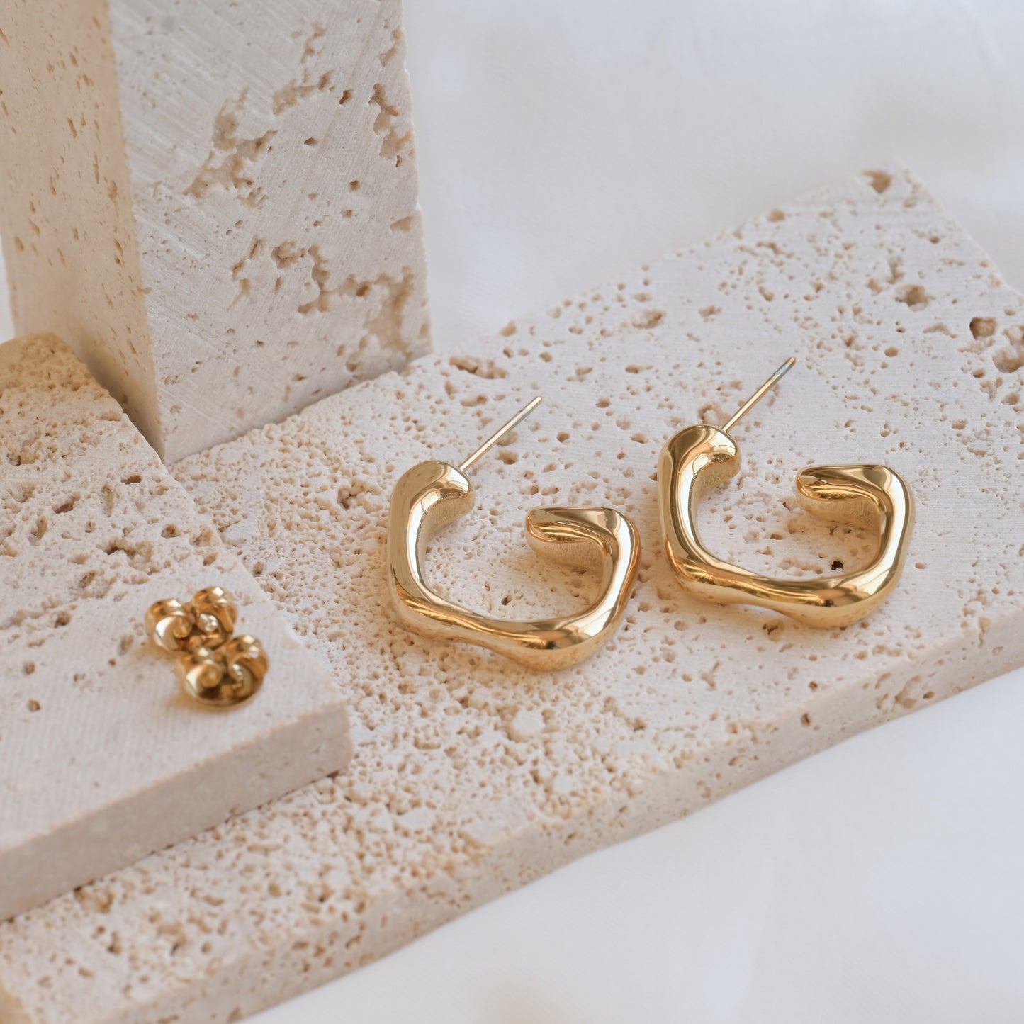 Thin Sculptural C Hoops