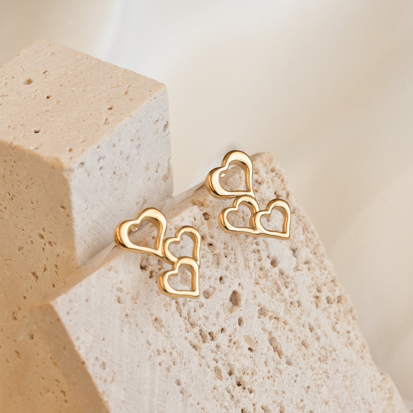 Triple Heart Drop Earrings