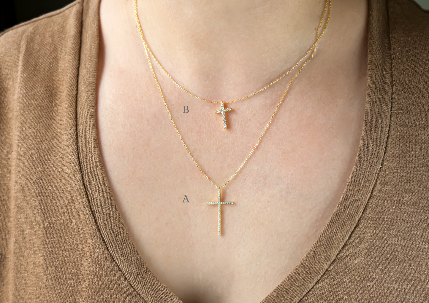 Silver Diamond Cross Necklace