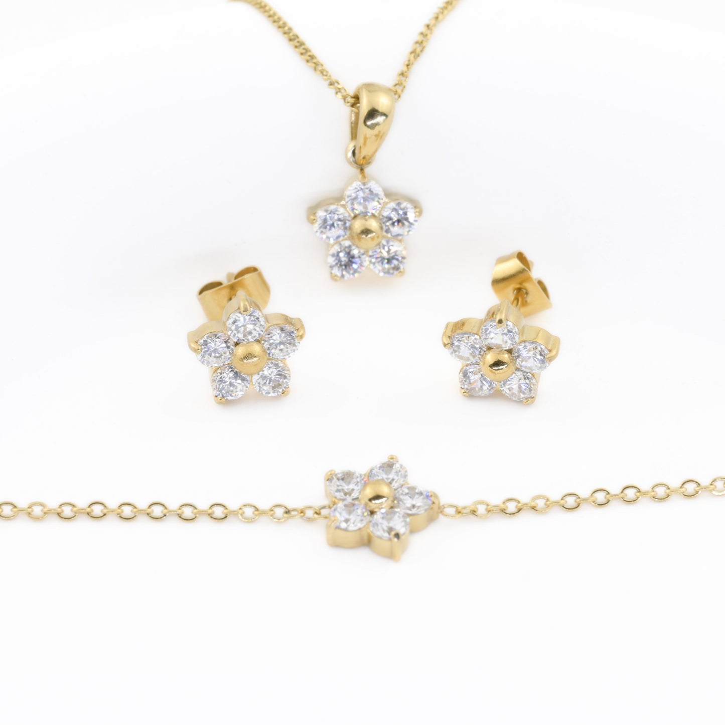 Diamond Flower Jewelry Set