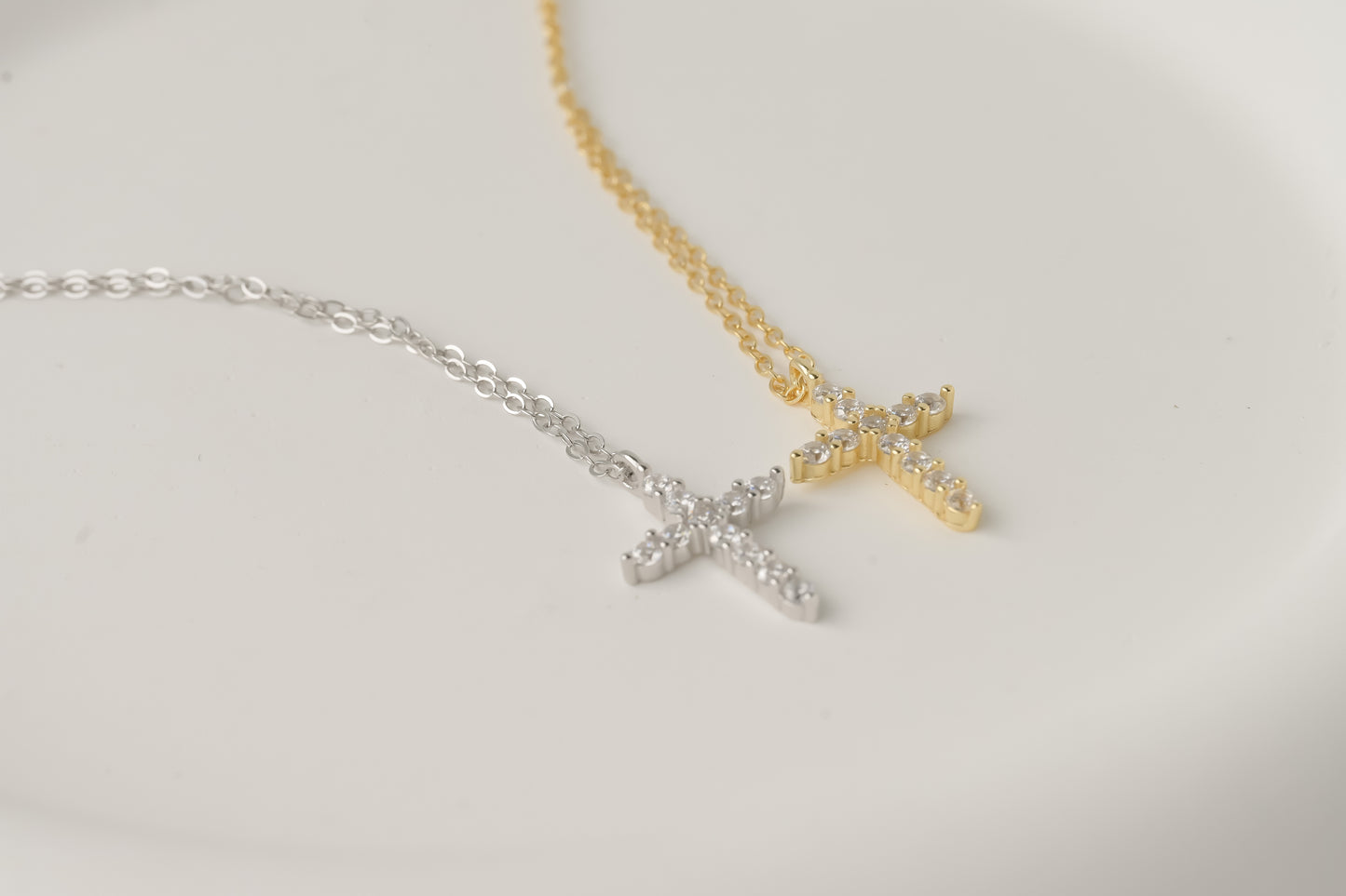 Silver Diamond Cross Necklace